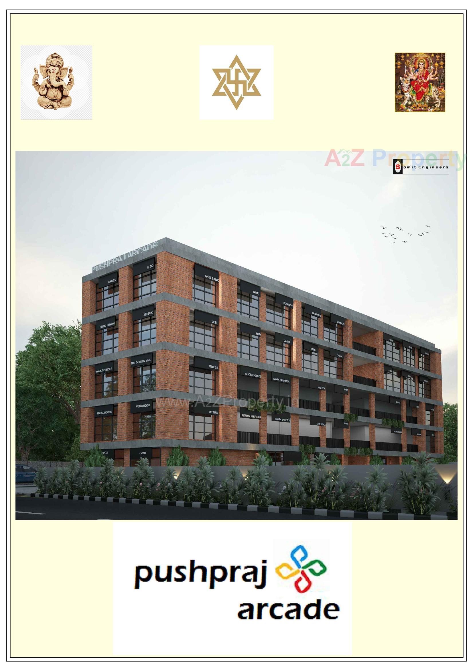 3D Elevation of real estate project Pushpraj Arcade located at Dehgam, Gandhinagar, Gujarat