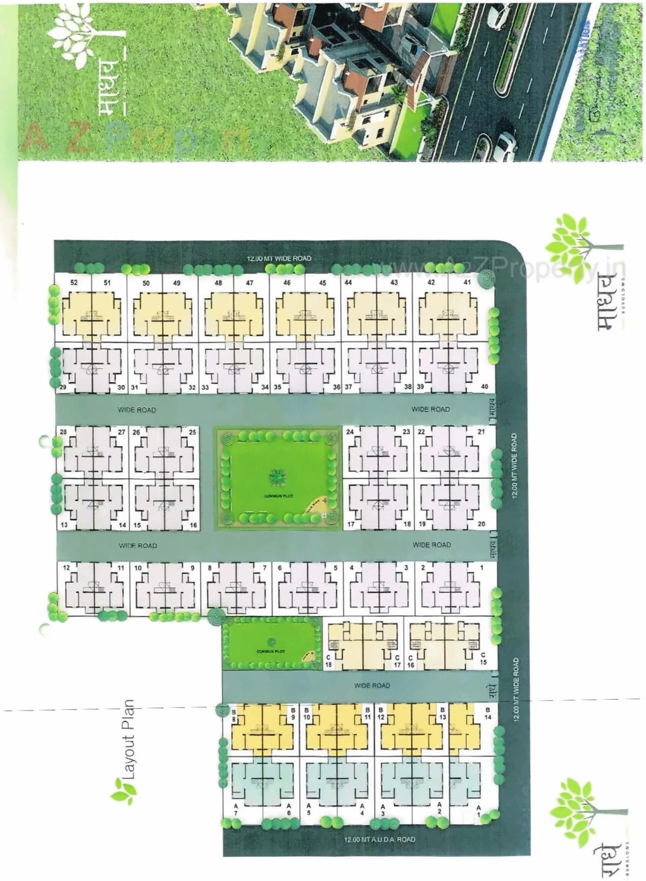 Layout of real estate project Radhe Bungalows located at Kalol, Gandhinagar, Gujarat