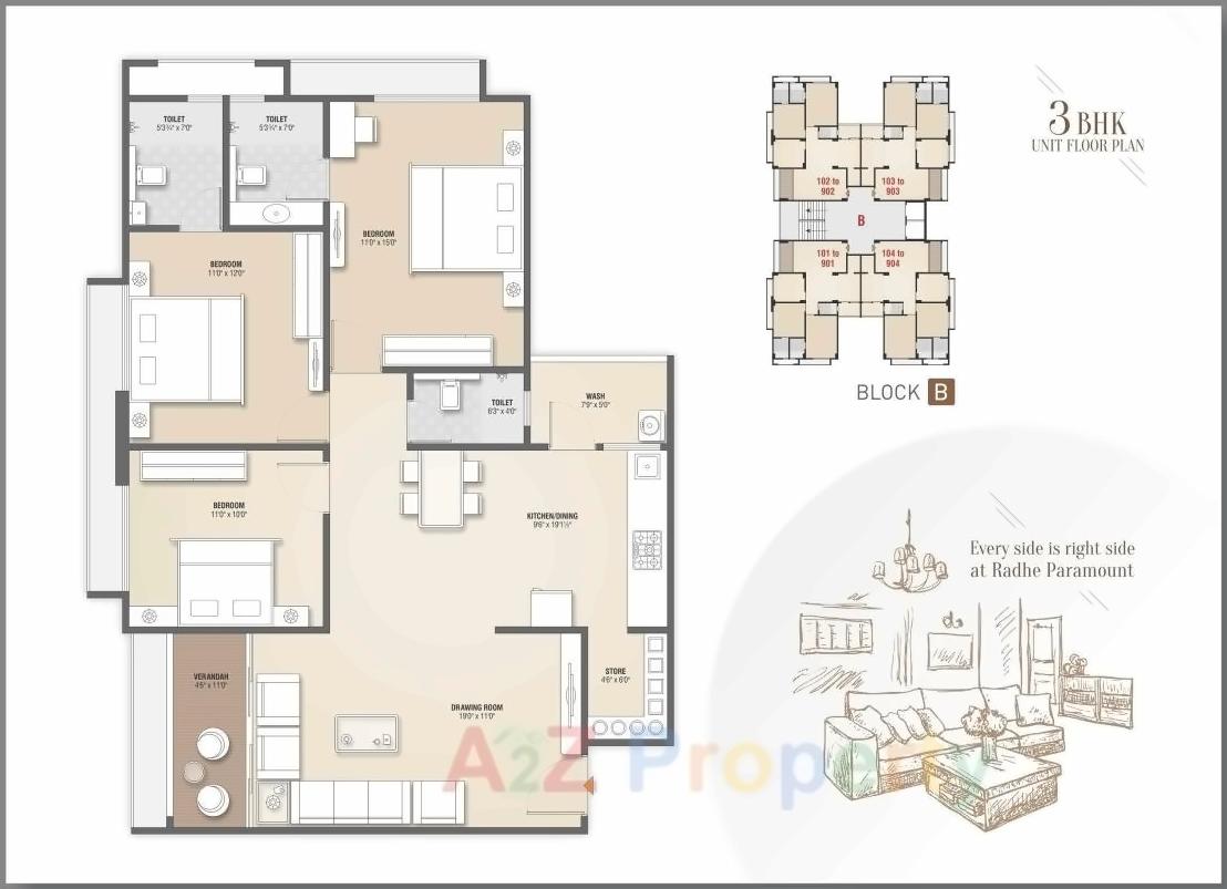 Layout of real estate project Radhe Paramount located at Nana-chiloda, Gandhinagar, Gujarat