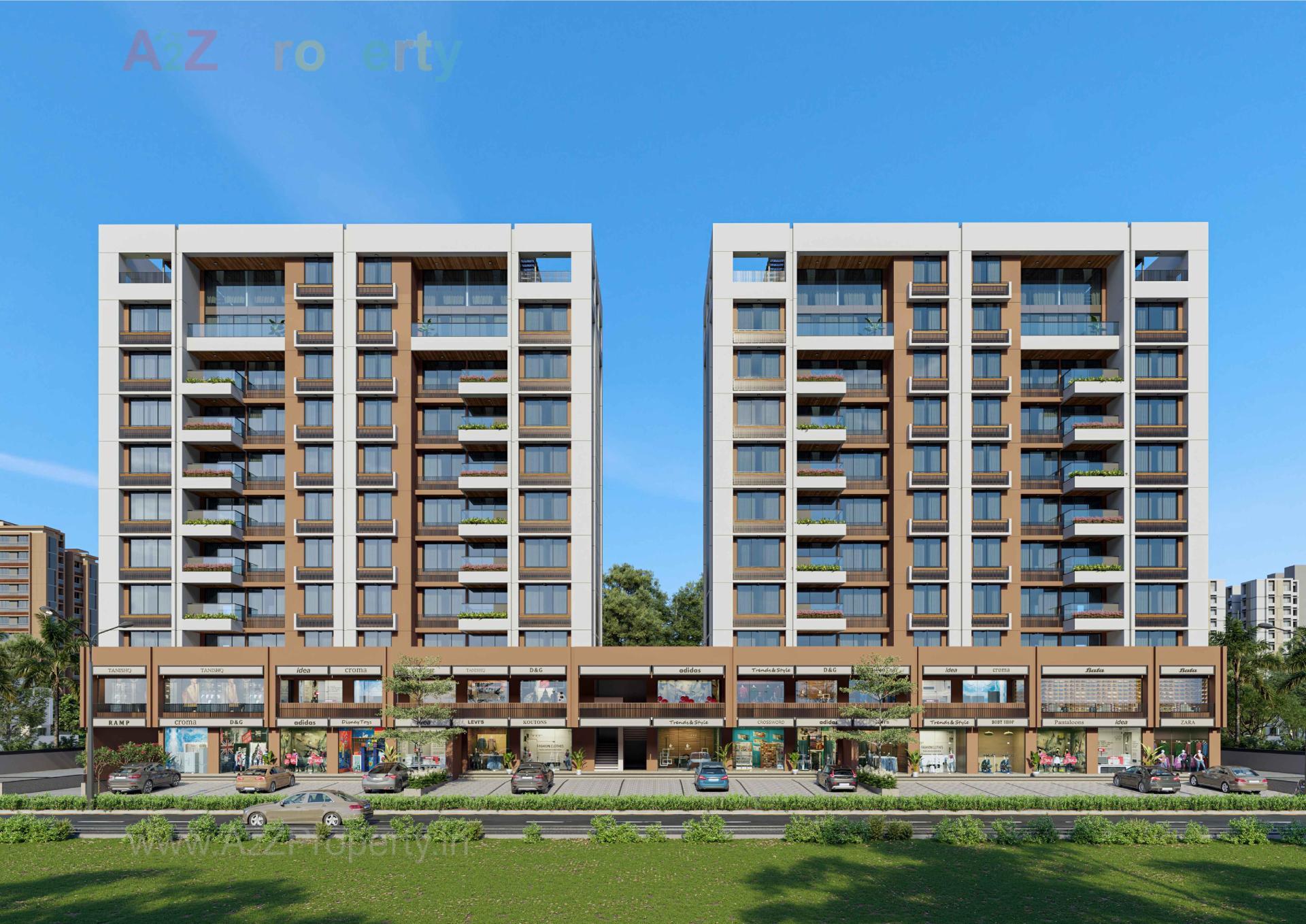 3D Elevation of real estate project Raj Iconza located at Kudasan, Gandhinagar, Gujarat