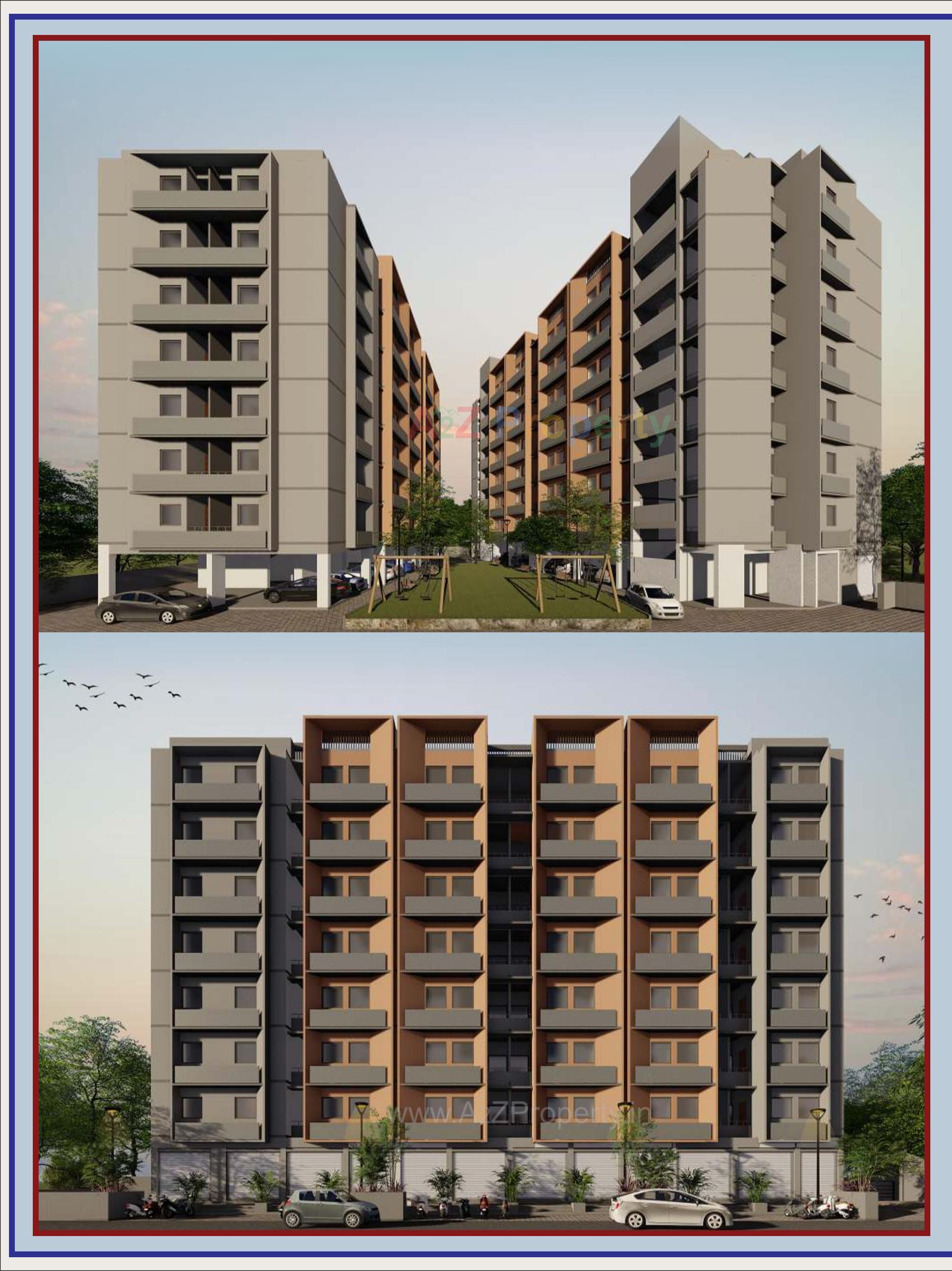 3D Elevation of real estate project Rehmat Residency located at Kalol, Gandhinagar, Gujarat