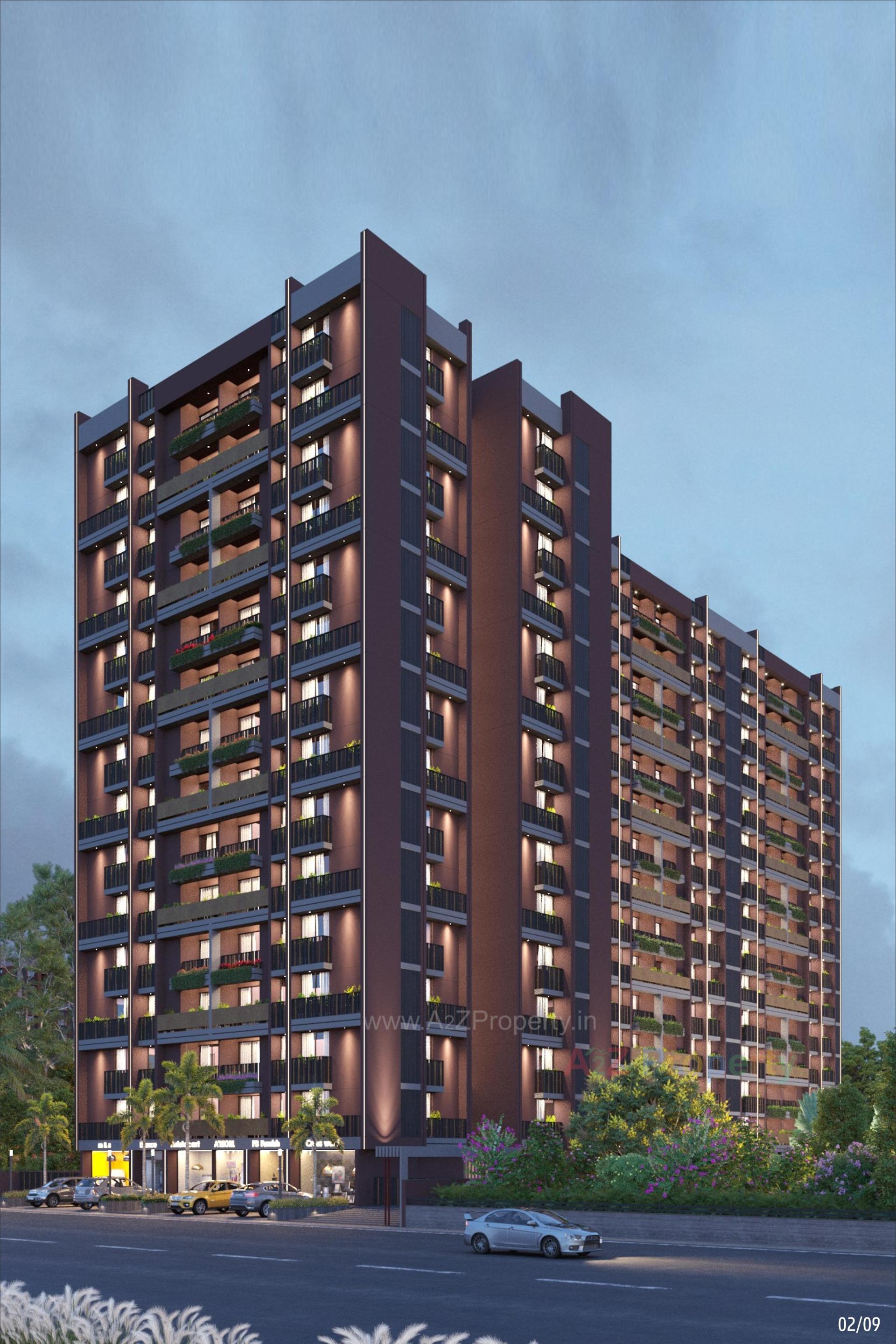 3D Elevation of real estate project Rhythm Sky located at Zundal, Gandhinagar, Gujarat