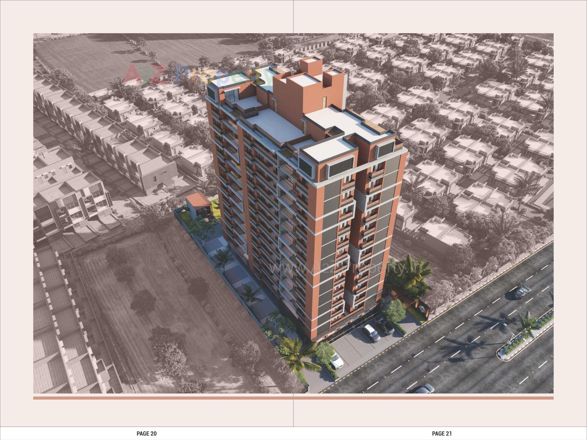 3D Elevation of real estate project Rj Pearl located at Chandkhed, Gandhinagar, Gujarat