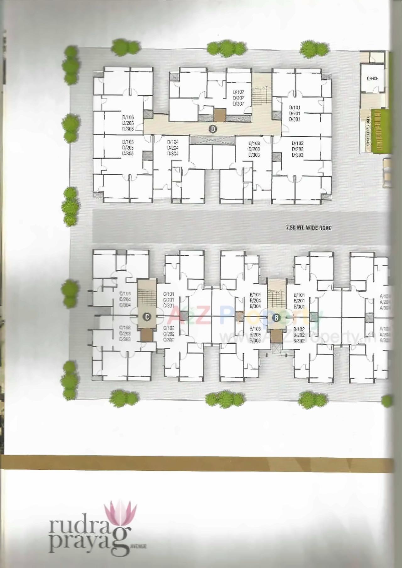 Layout of real estate project Rudra Prayag Avenue located at Chiloda, Gandhinagar, Gujarat