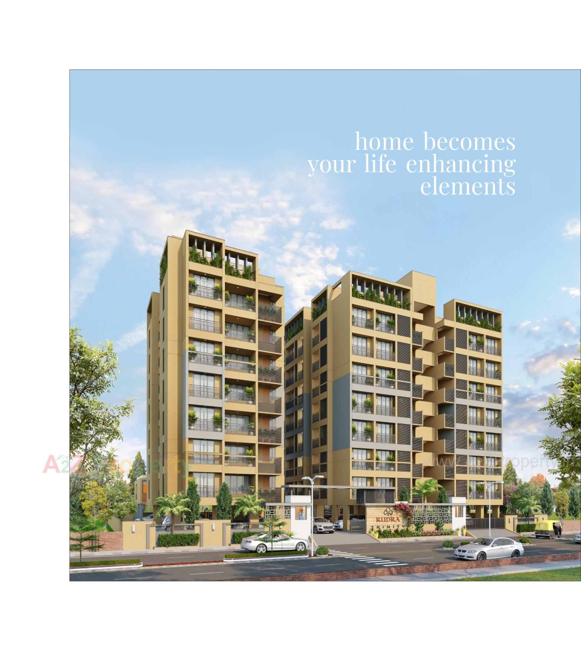 3D Elevation of real estate project Rudra Trinity located at Pethapur, Gandhinagar, Gujarat