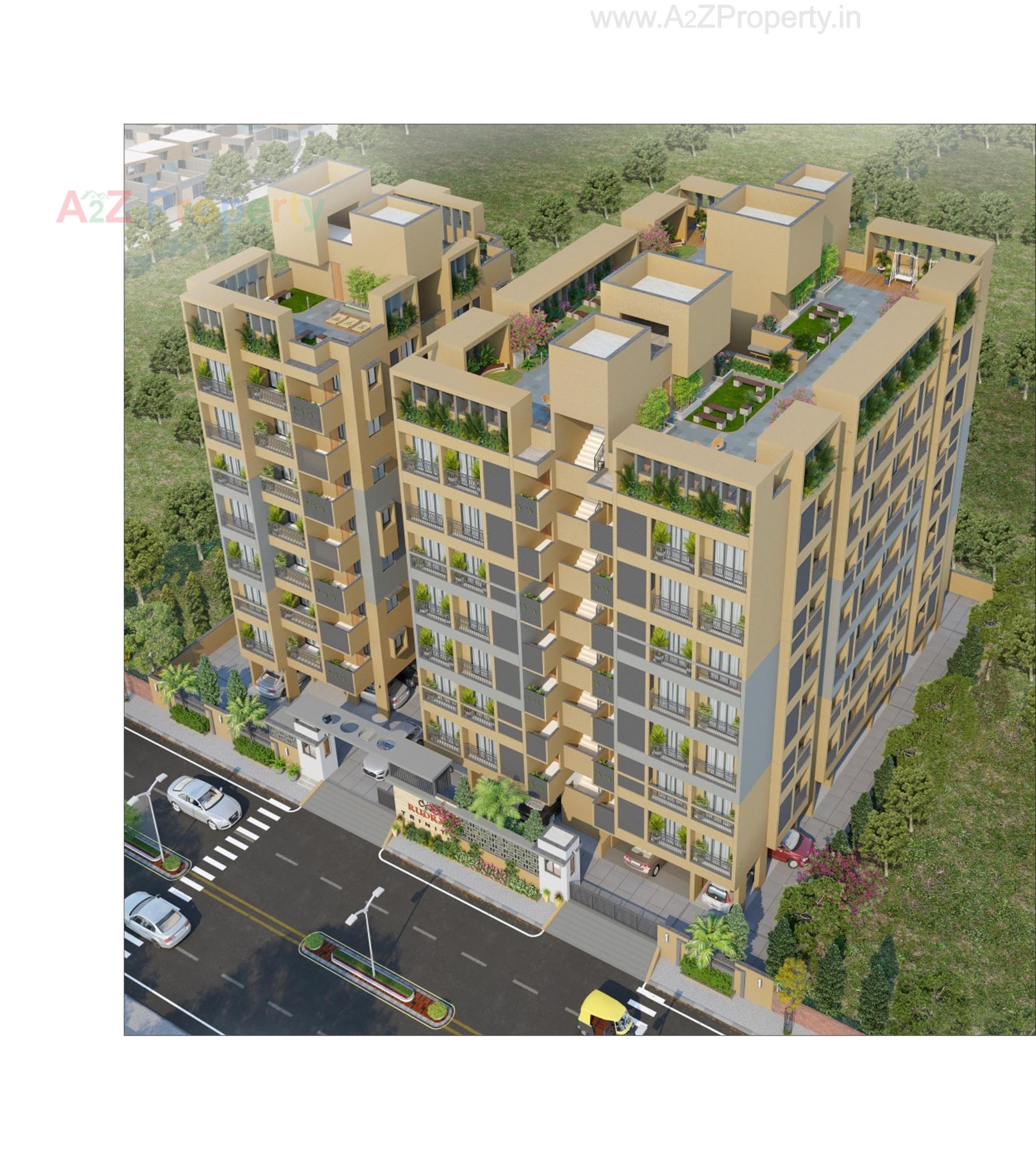 3D Elevation of real estate project Rudra Trinity located at Pethapur, Gandhinagar, Gujarat