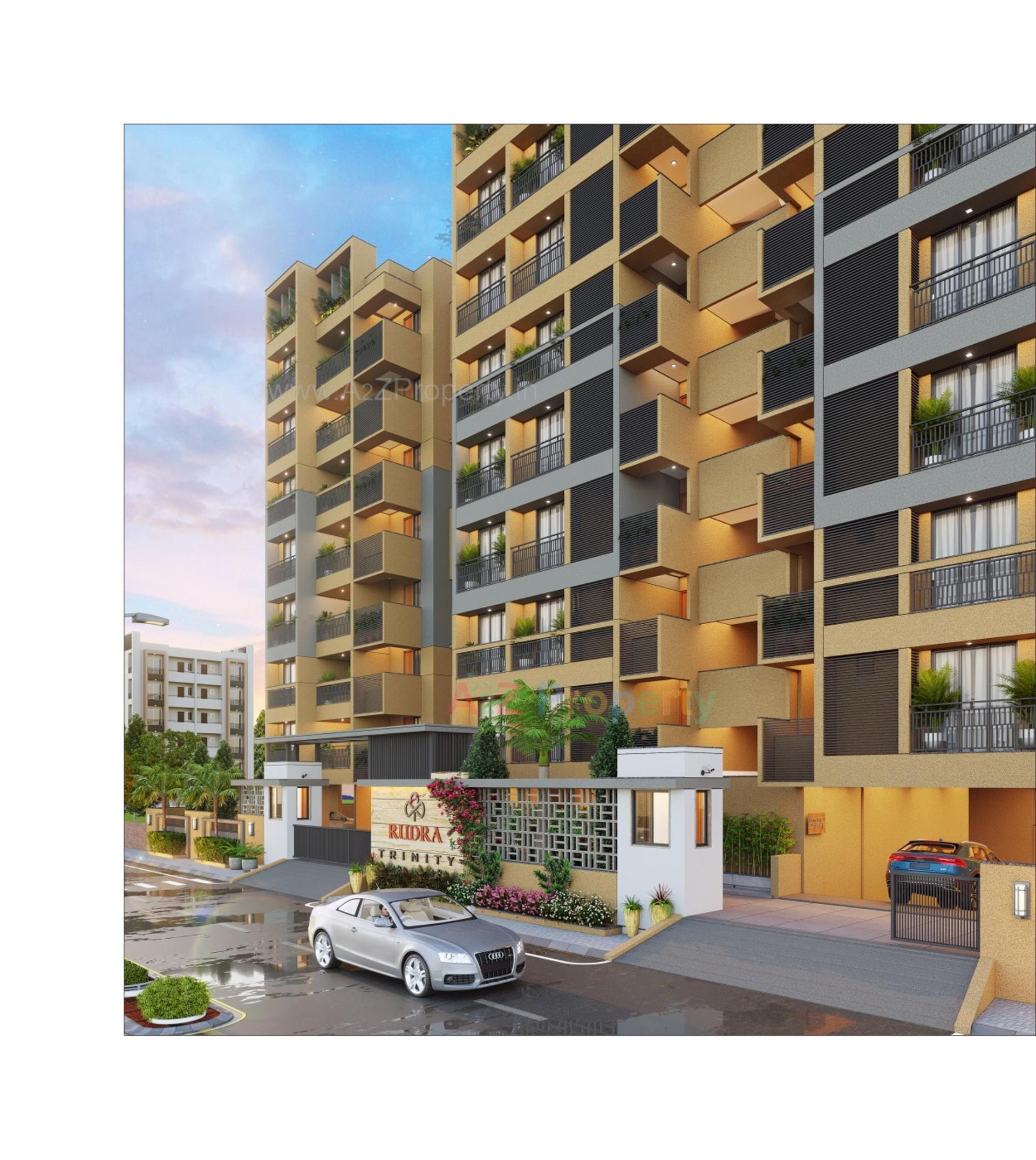 3D Elevation of real estate project Rudra Trinity located at Pethapur, Gandhinagar, Gujarat