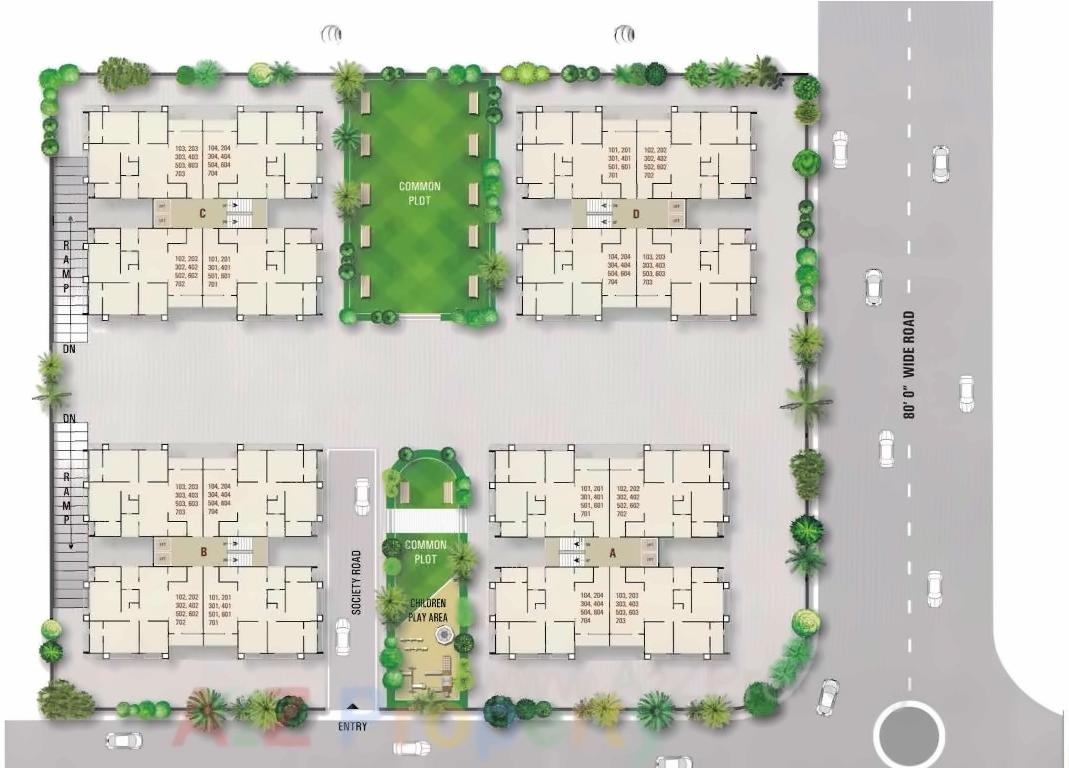 Layout of real estate project Sagar Residency located at Raisan, Gandhinagar, Gujarat