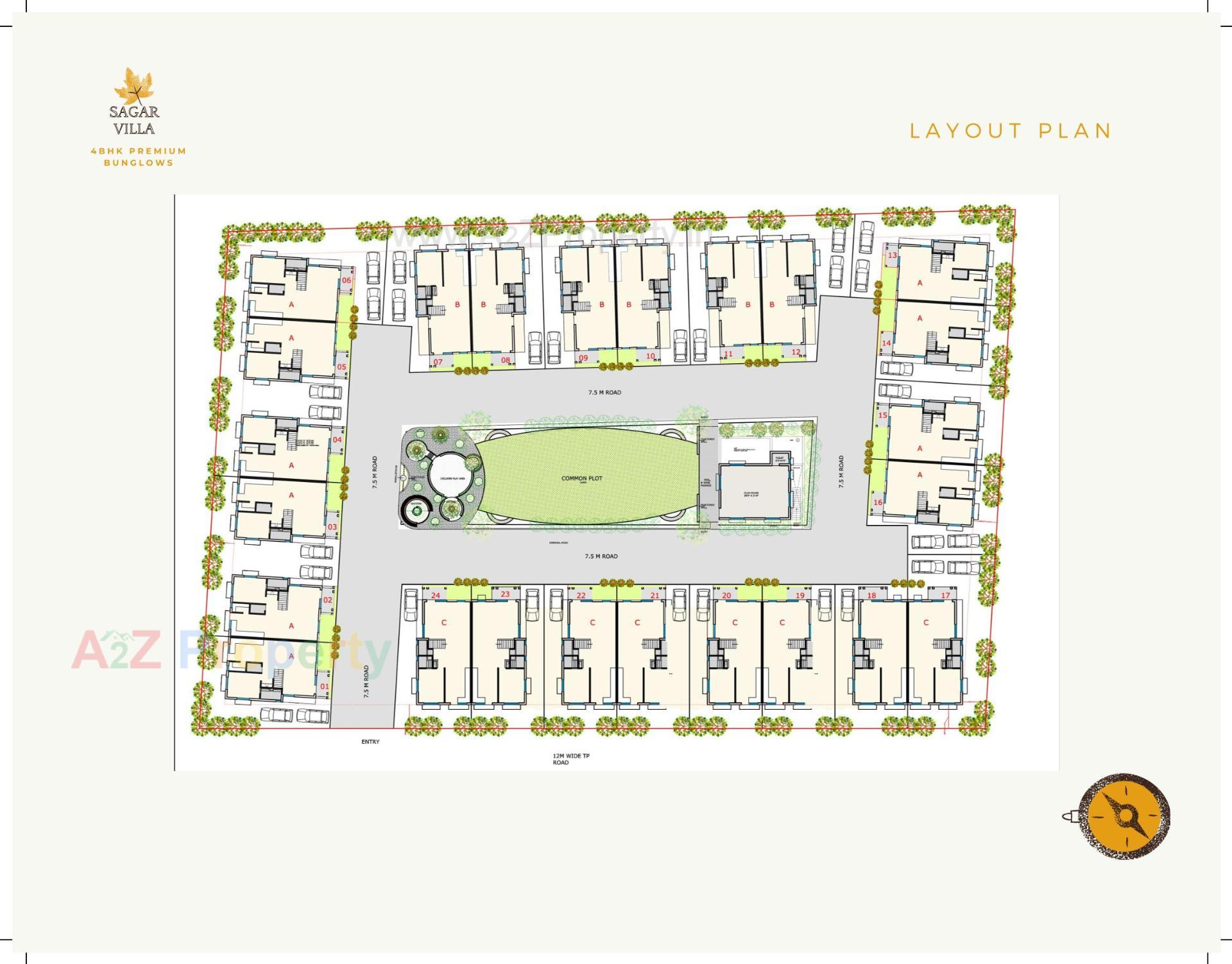Layout of real estate project Sagar Villa located at Raysan, Gandhinagar, Gujarat