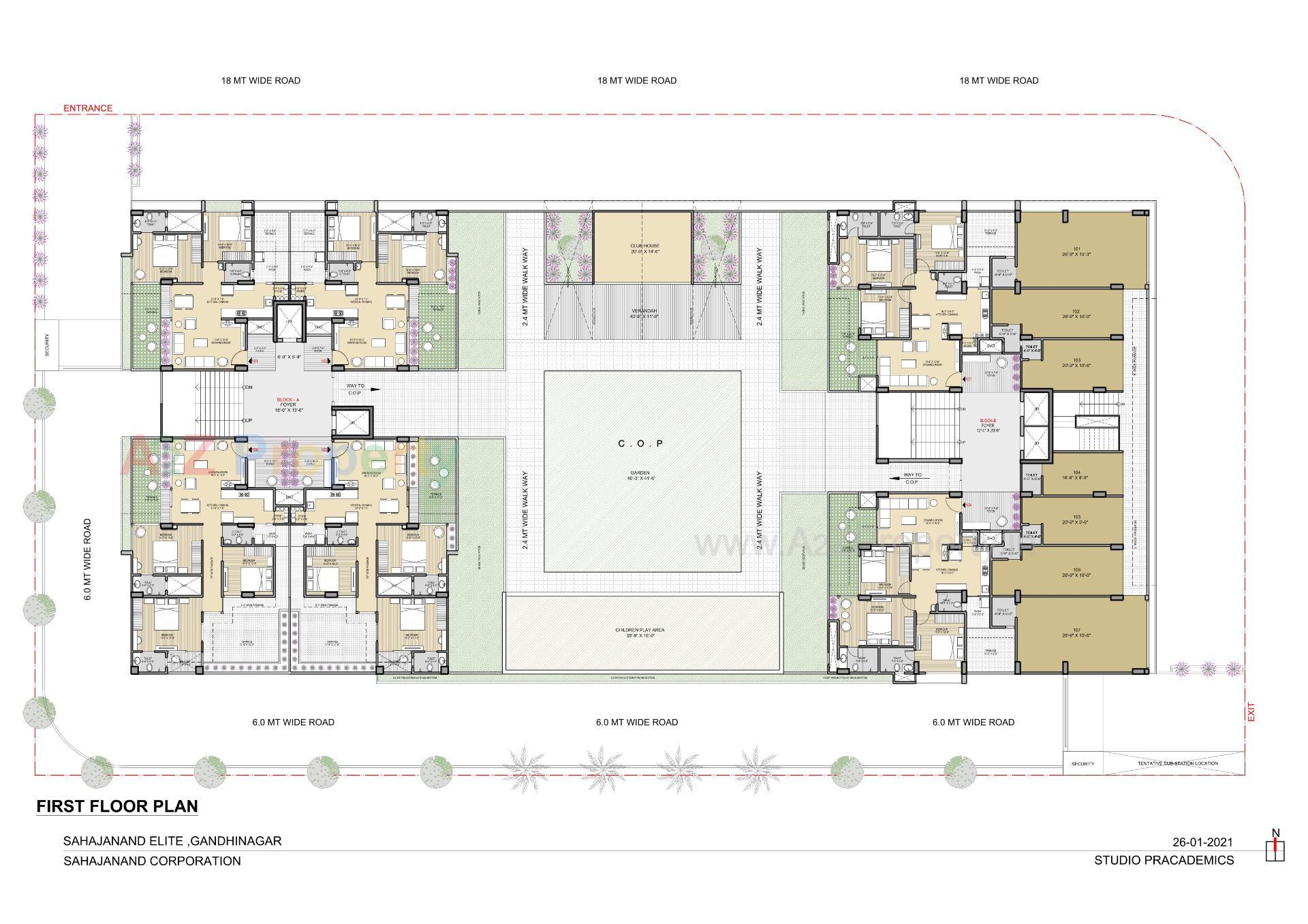 Layout of real estate project Sahajanand Elite located at Tarapur, Gandhinagar, Gujarat