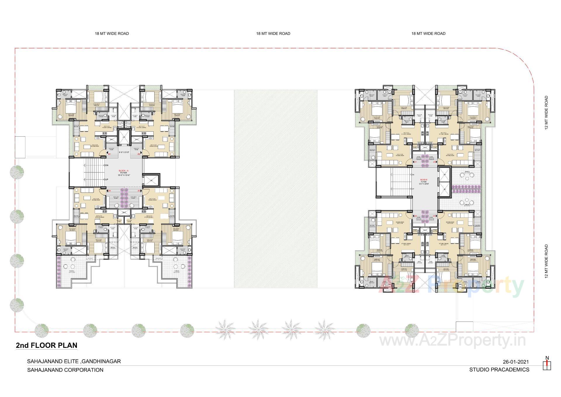 Layout of real estate project Sahajanand Elite located at Tarapur, Gandhinagar, Gujarat