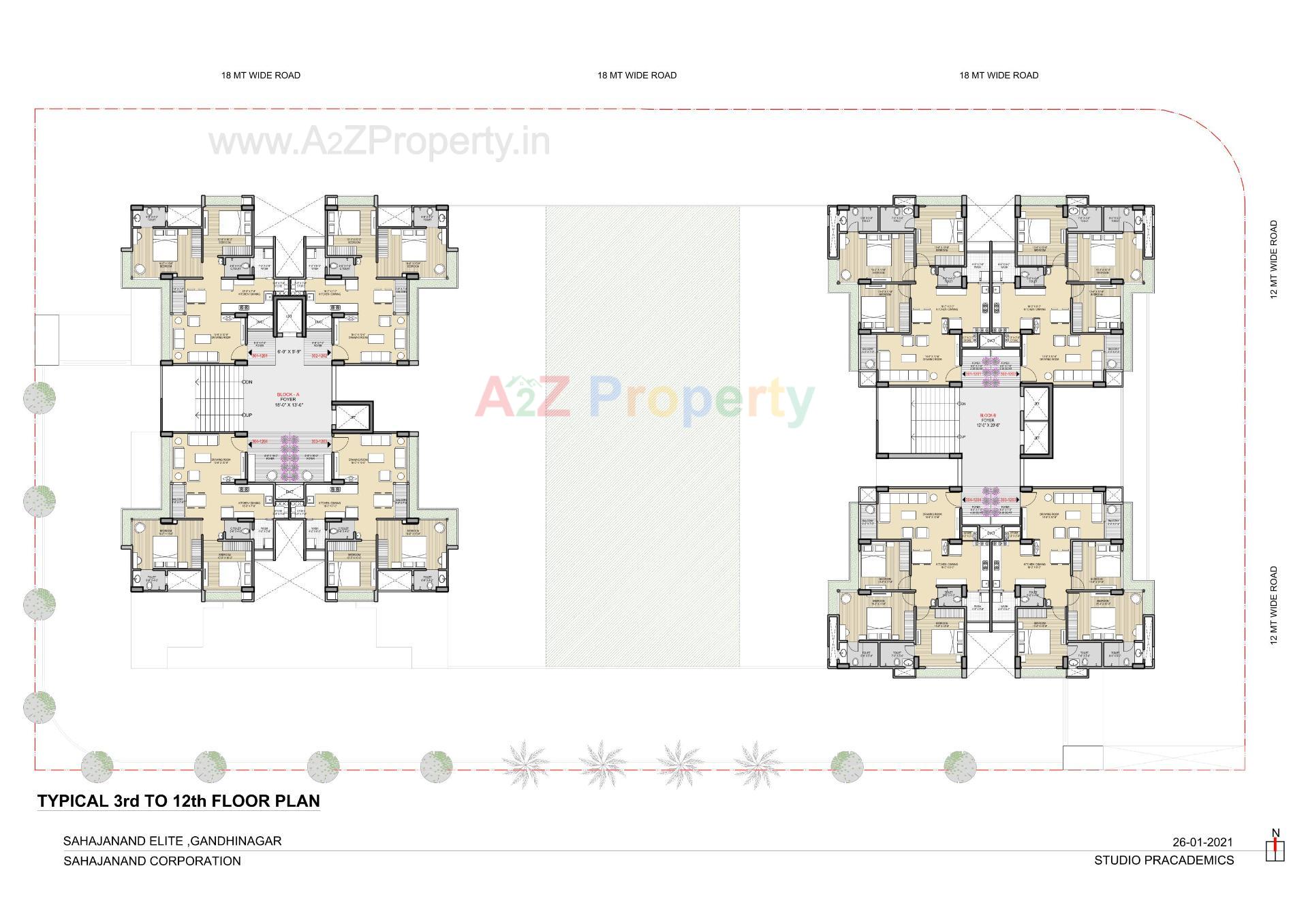 Layout of real estate project Sahajanand Elite located at Tarapur, Gandhinagar, Gujarat