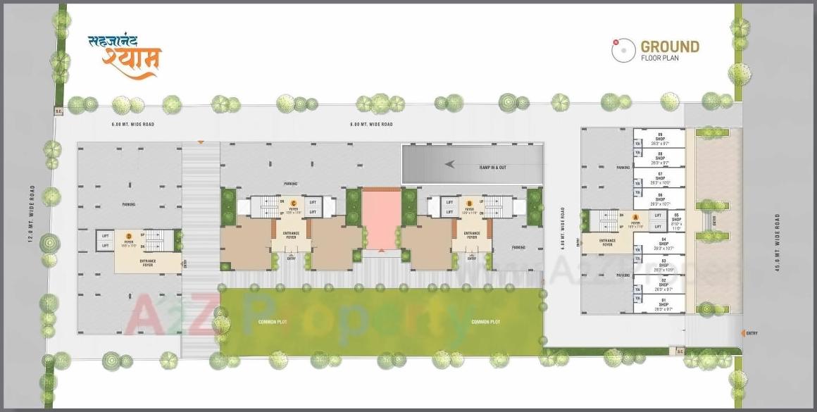 Layout of real estate project Sahajanand Shyam located at Vavol, Gandhinagar, Gujarat