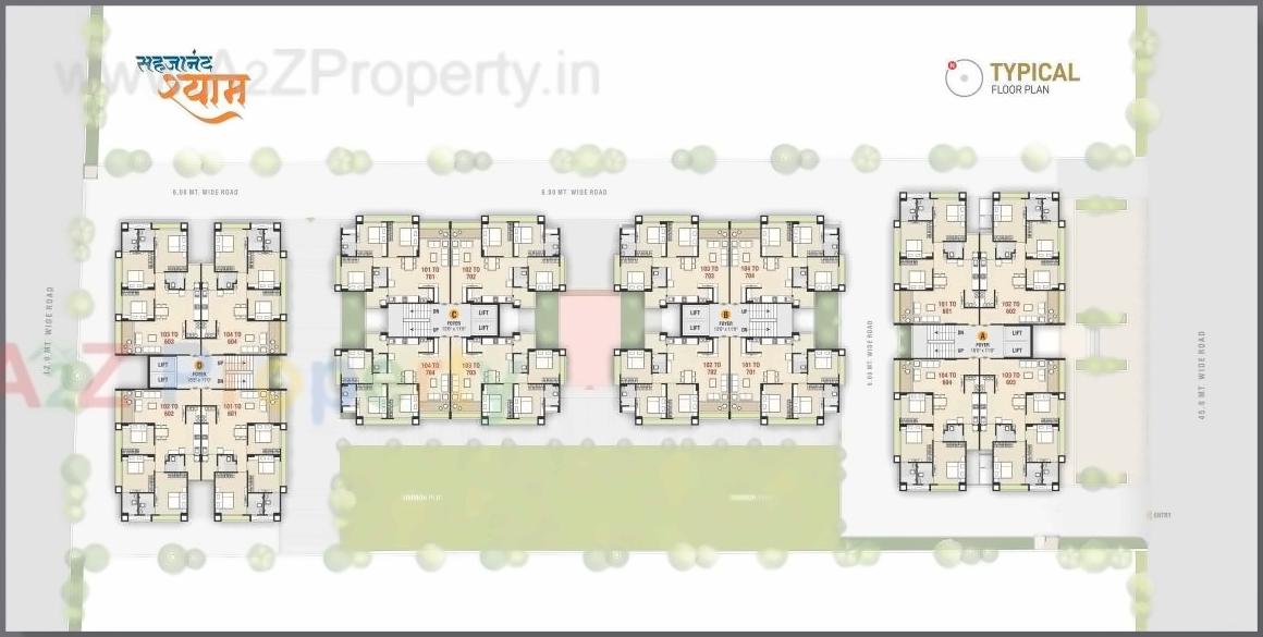Layout of real estate project Sahajanand Shyam located at Vavol, Gandhinagar, Gujarat