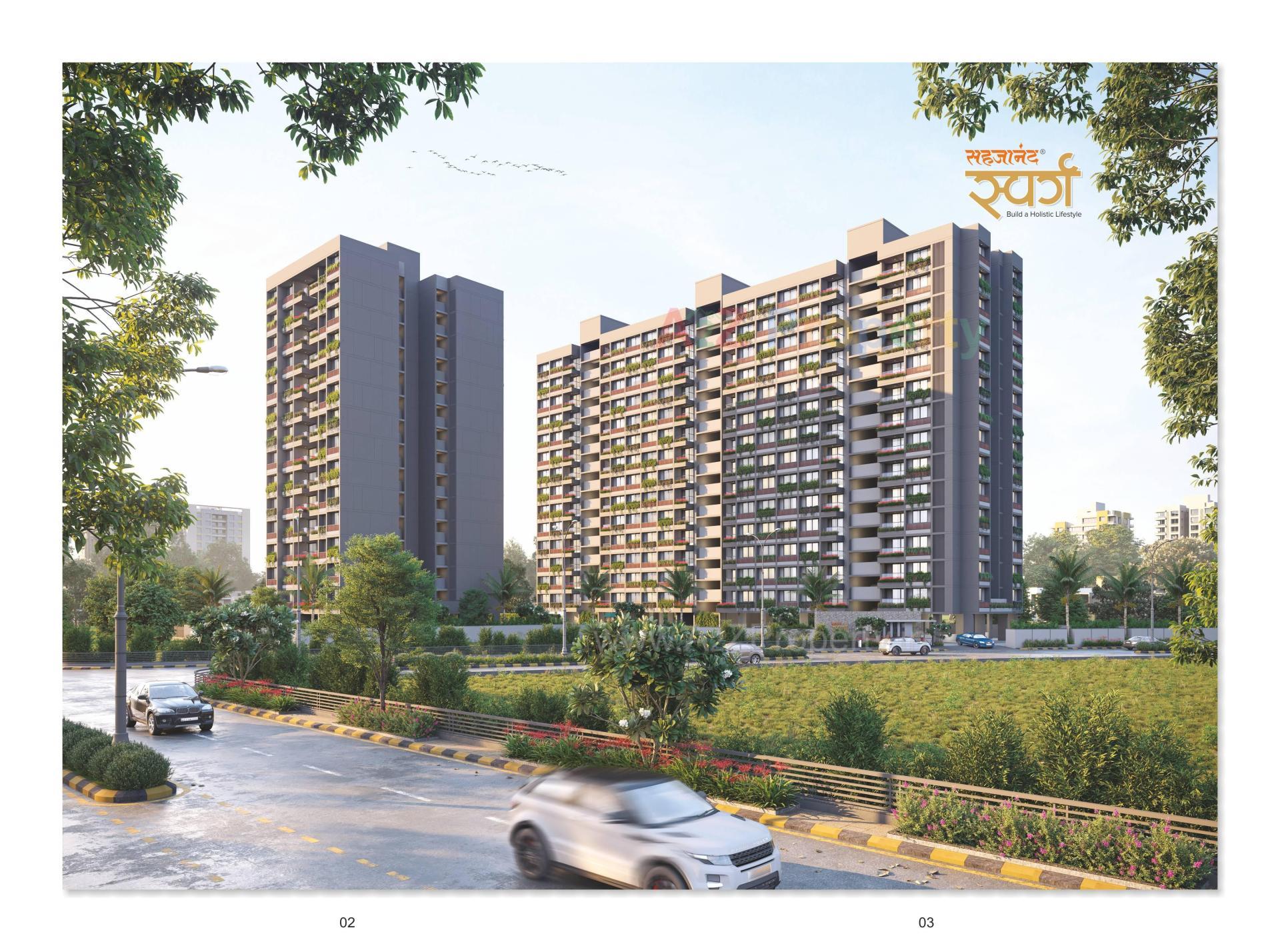 3D Elevation of real estate project Sahajanand Swarg located at Vavol, Gandhinagar, Gujarat