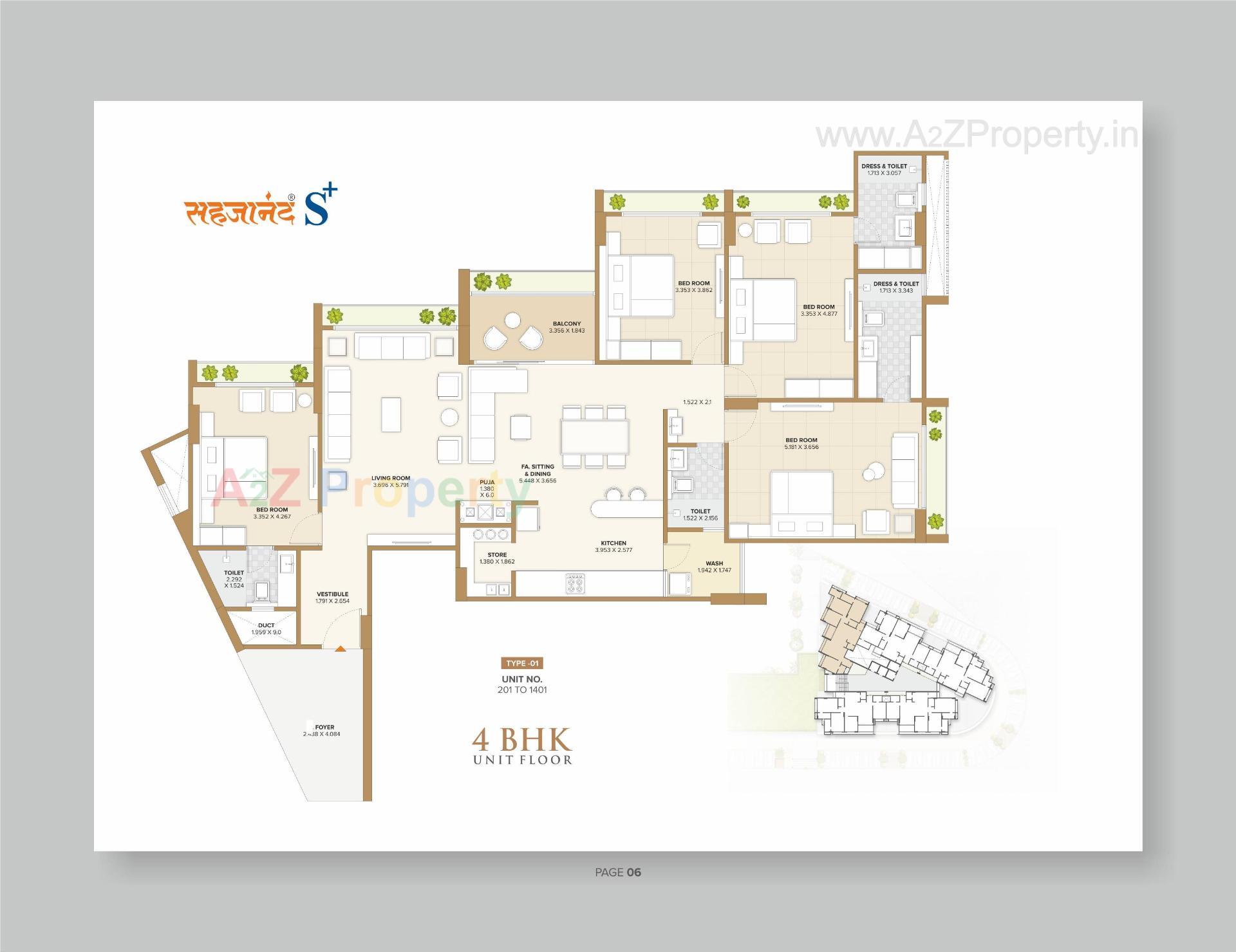 Layout of real estate project Sahjanand S+ located at Vavol, Gandhinagar, Gujarat