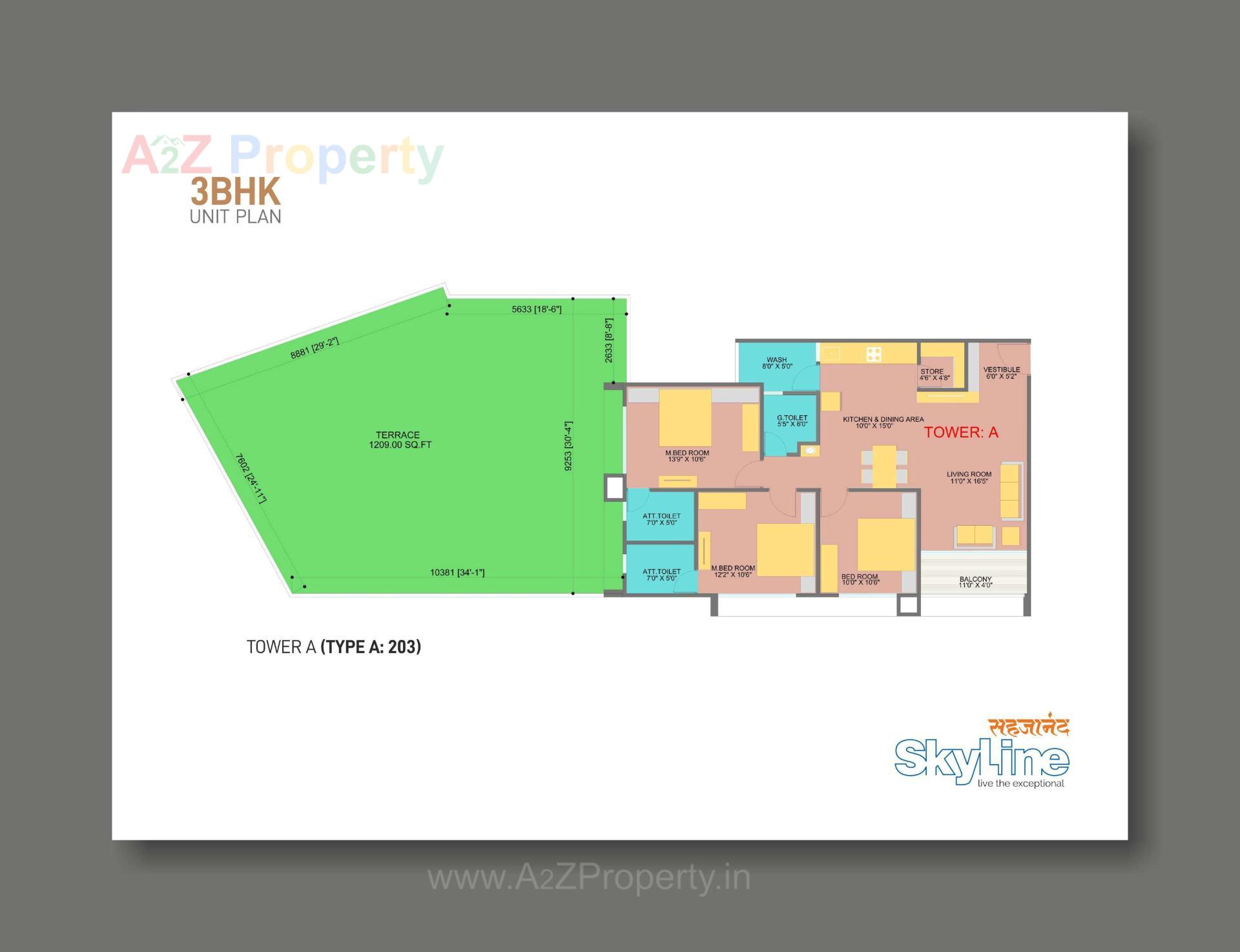Layout of real estate project Sahjanand Skyline located at Vavol, Gandhinagar, Gujarat