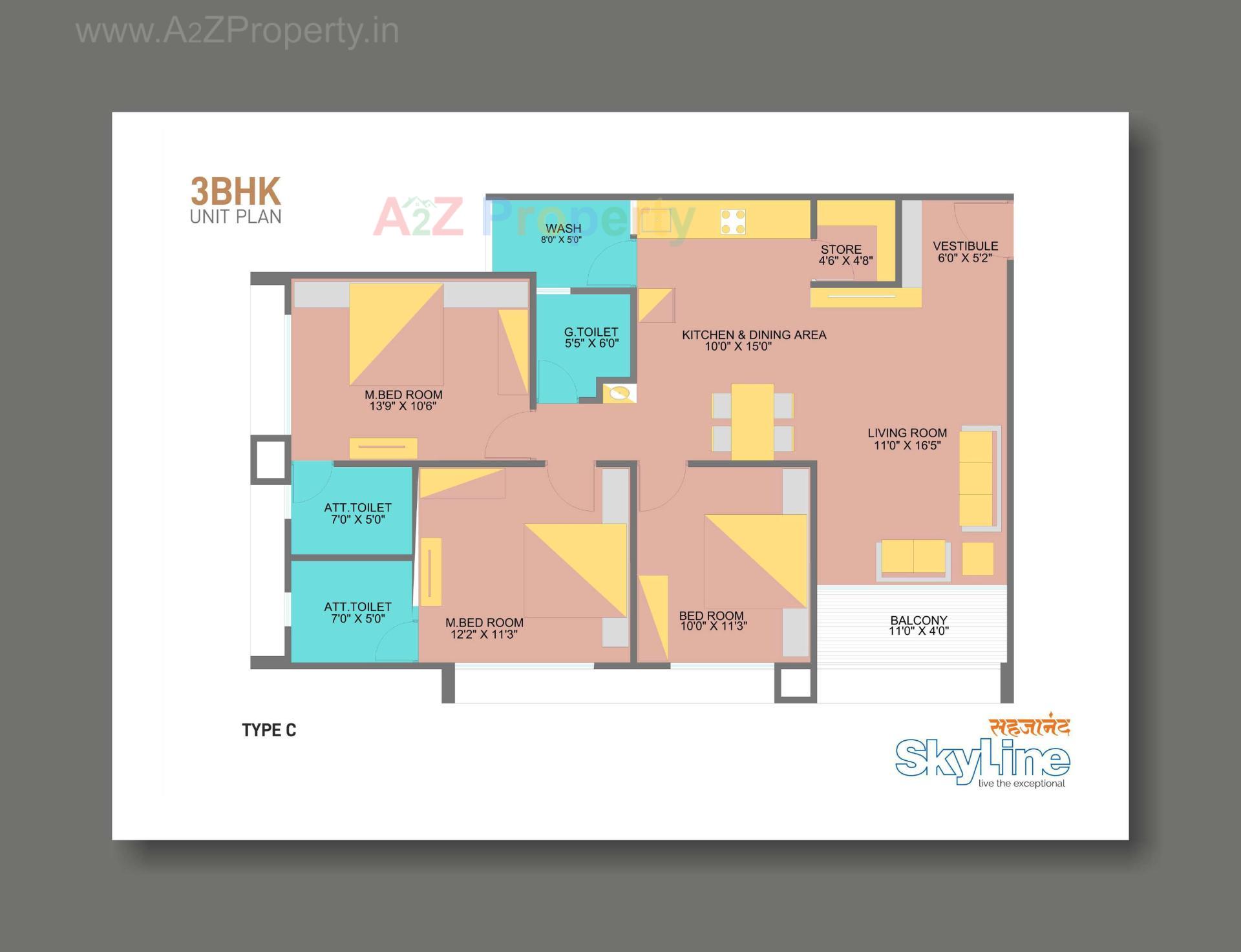 Layout of real estate project Sahjanand Skyline located at Vavol, Gandhinagar, Gujarat
