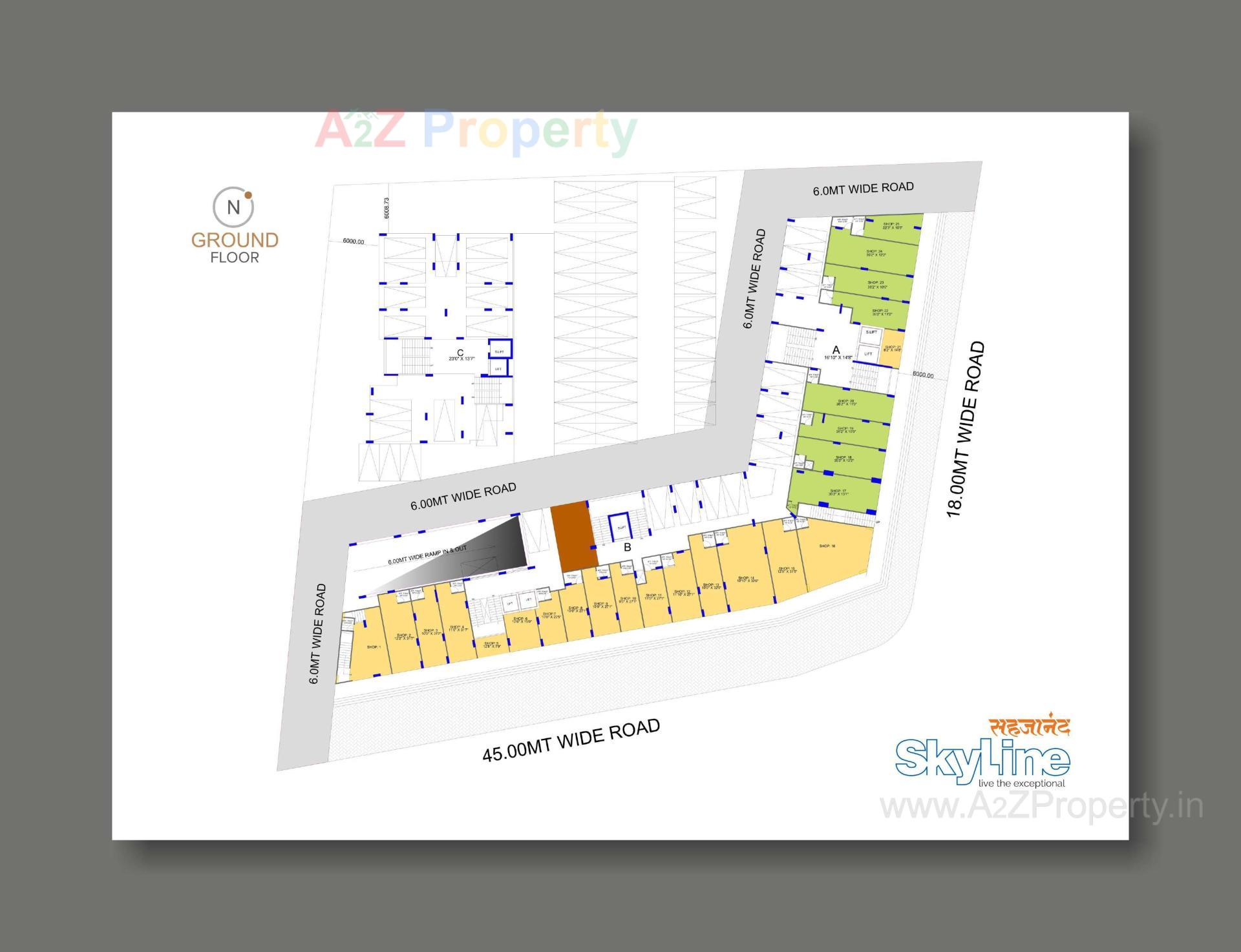 Layout of real estate project Sahjanand Skyline located at Vavol, Gandhinagar, Gujarat