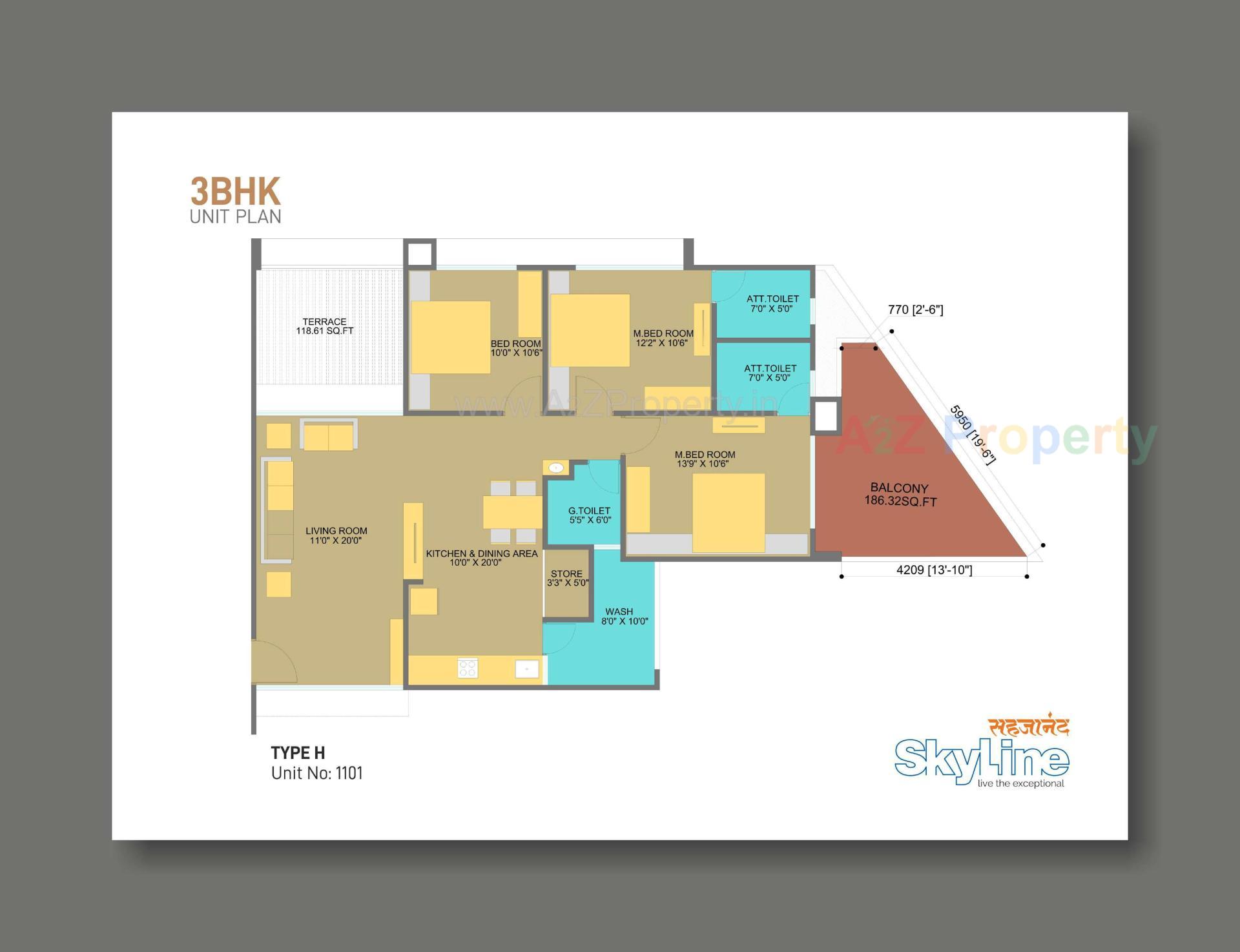 Layout of real estate project Sahjanand Skyline located at Vavol, Gandhinagar, Gujarat