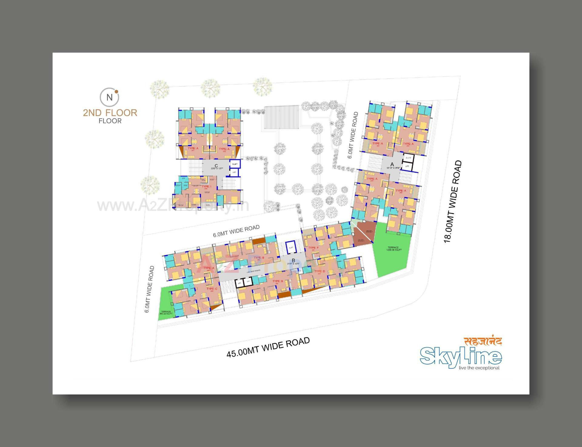 Layout of real estate project Sahjanand Skyline located at Vavol, Gandhinagar, Gujarat