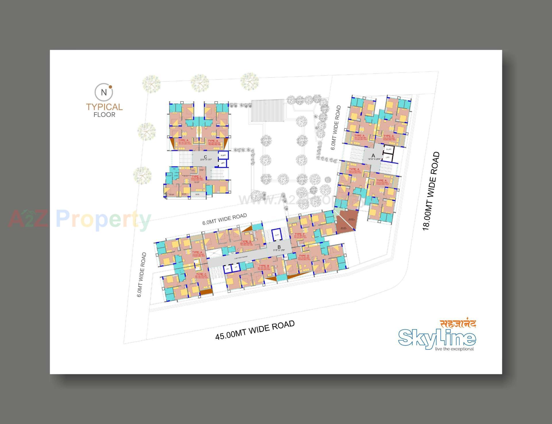 Layout of real estate project Sahjanand Skyline located at Vavol, Gandhinagar, Gujarat