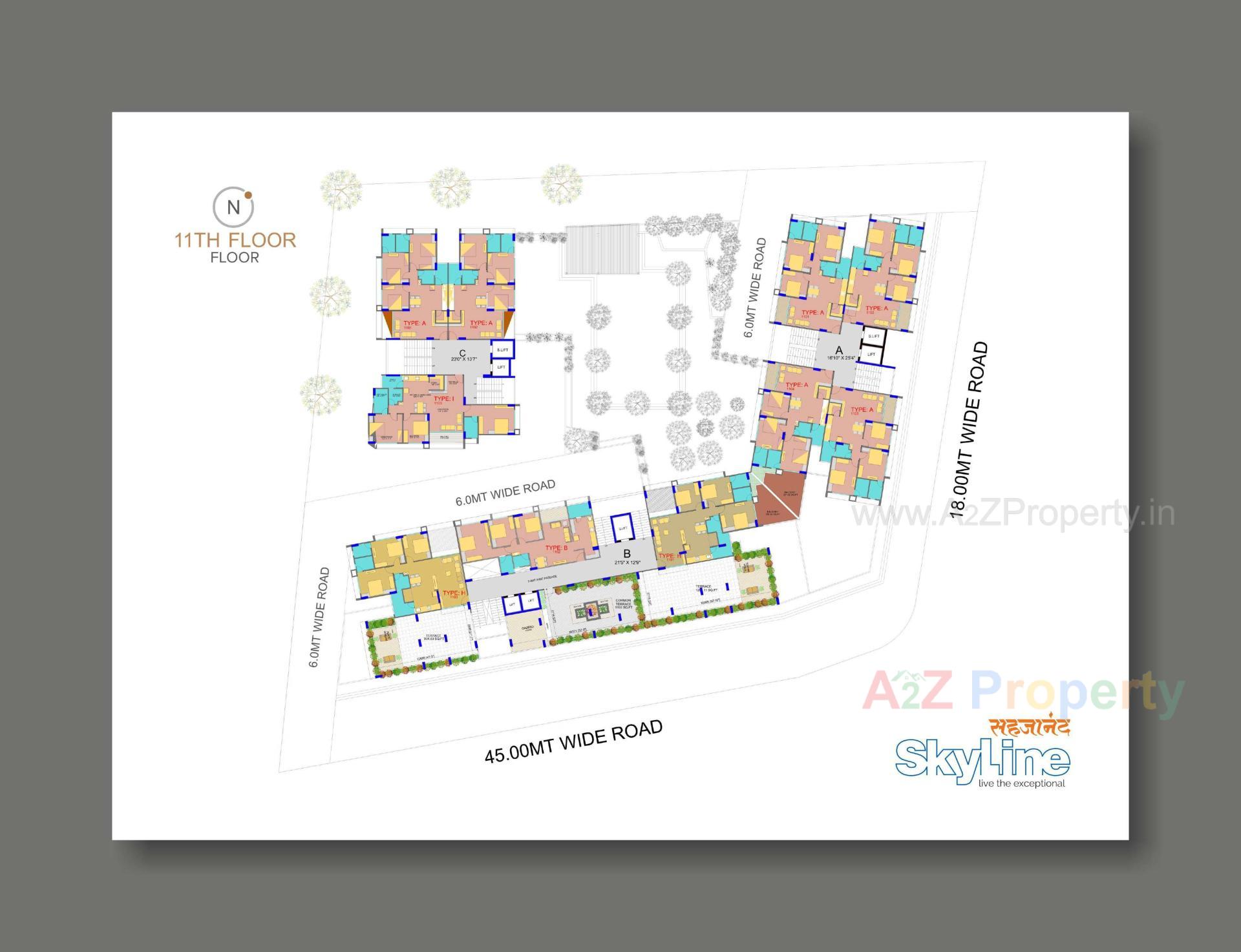 Layout of real estate project Sahjanand Skyline located at Vavol, Gandhinagar, Gujarat
