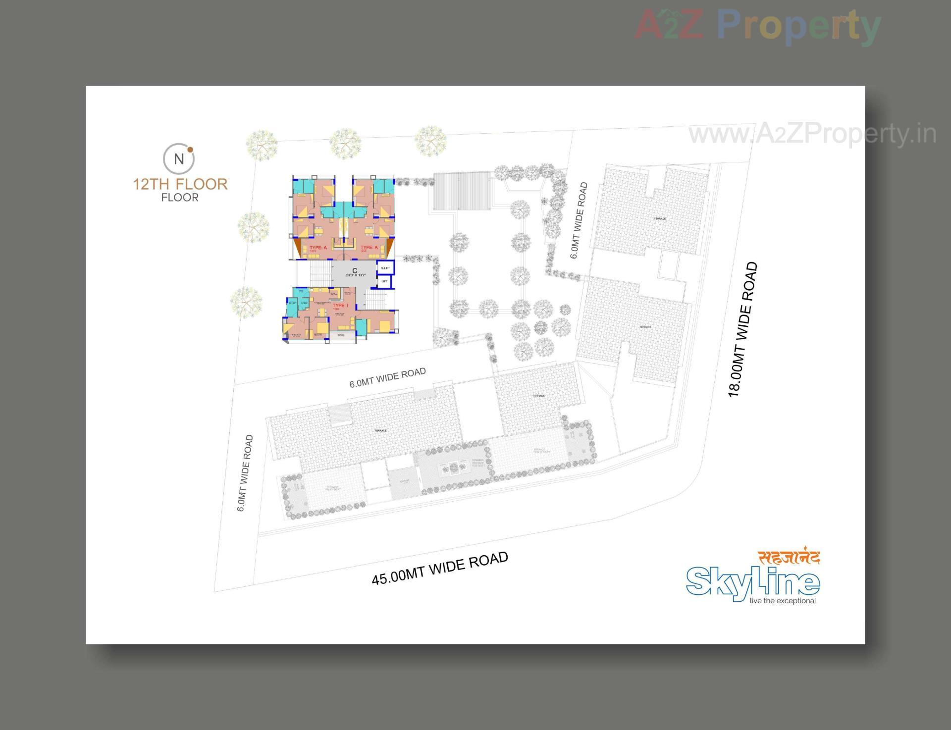 Layout of real estate project Sahjanand Skyline located at Vavol, Gandhinagar, Gujarat