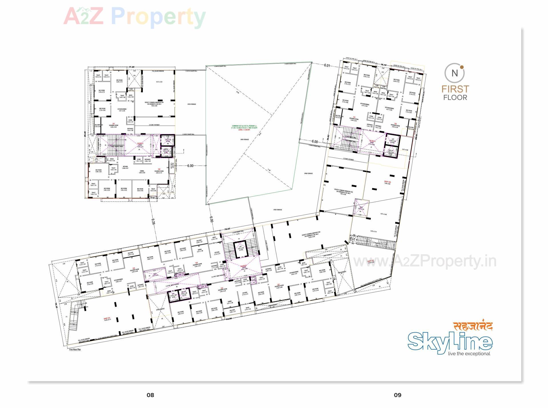 Layout of real estate project Sahjanand Skyline located at Vavol, Gandhinagar, Gujarat