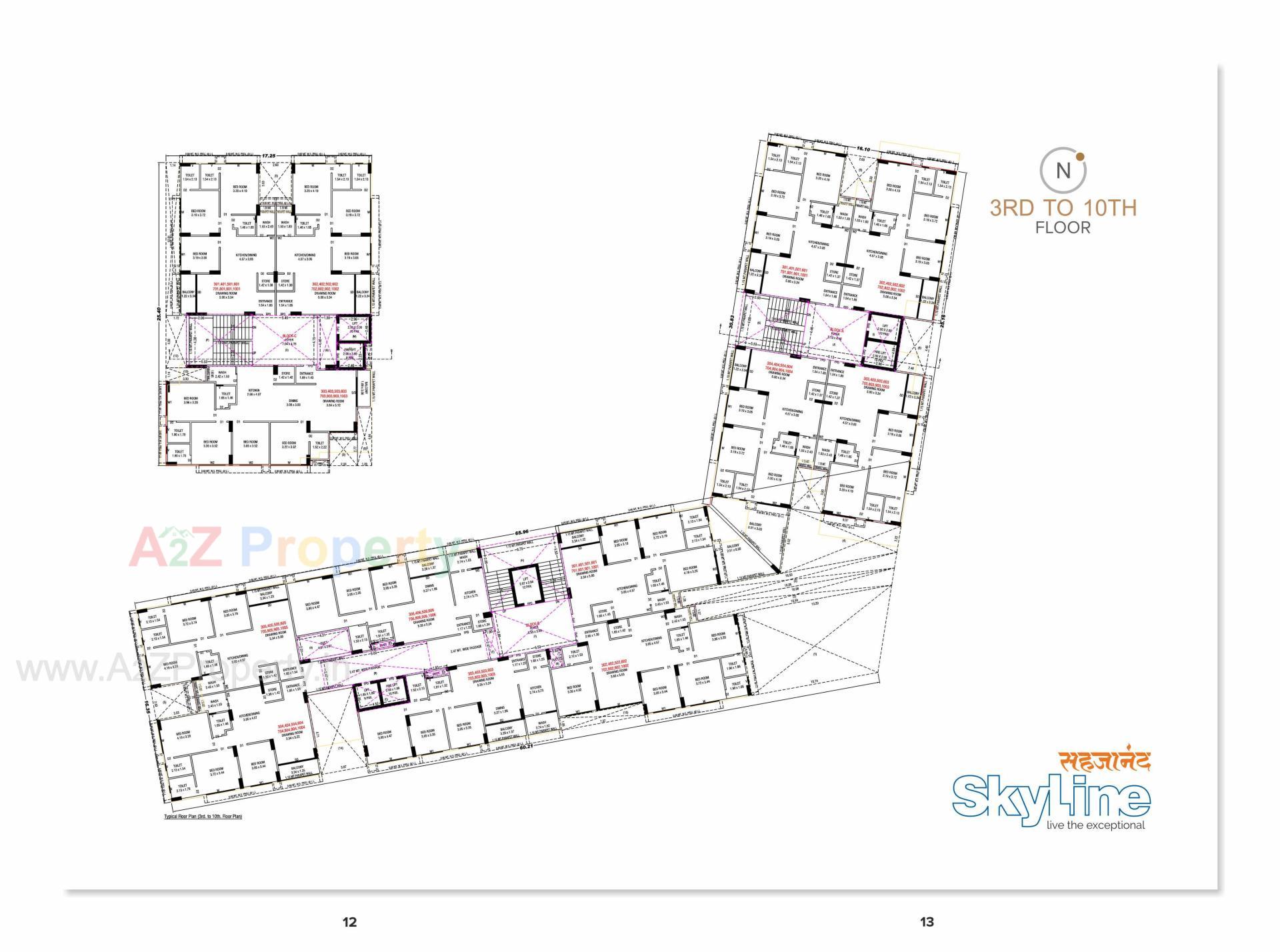 Layout of real estate project Sahjanand Skyline located at Vavol, Gandhinagar, Gujarat