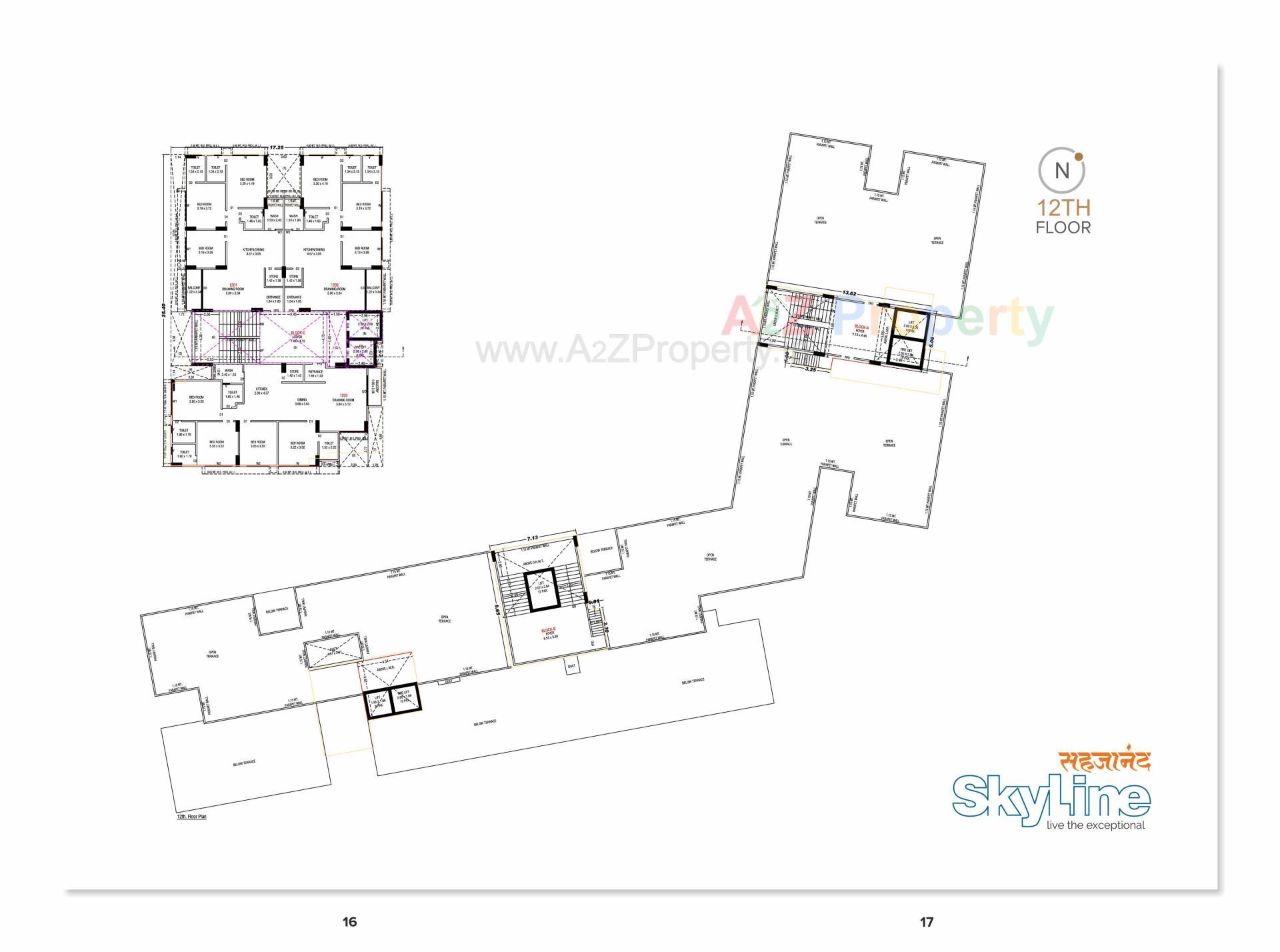 Layout of real estate project Sahjanand Skyline located at Vavol, Gandhinagar, Gujarat