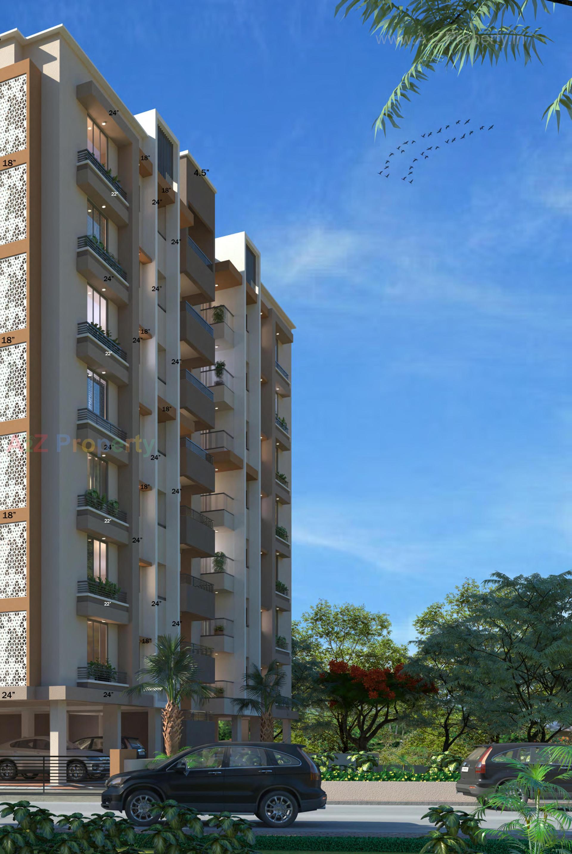 3D Elevation of real estate project Saket Heaven located at Chiloda, Gandhinagar, Gujarat
