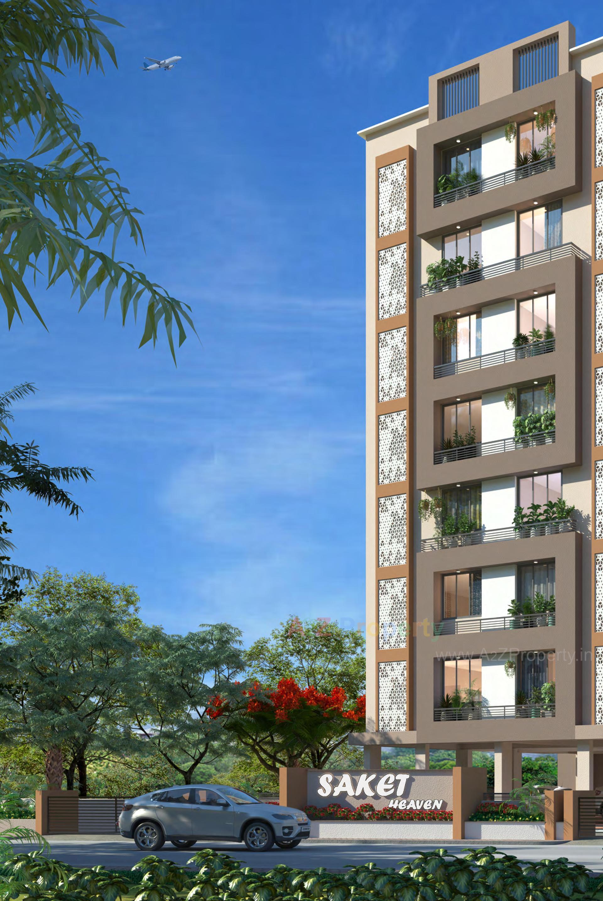 3D Elevation of real estate project Saket Heaven located at Chiloda, Gandhinagar, Gujarat