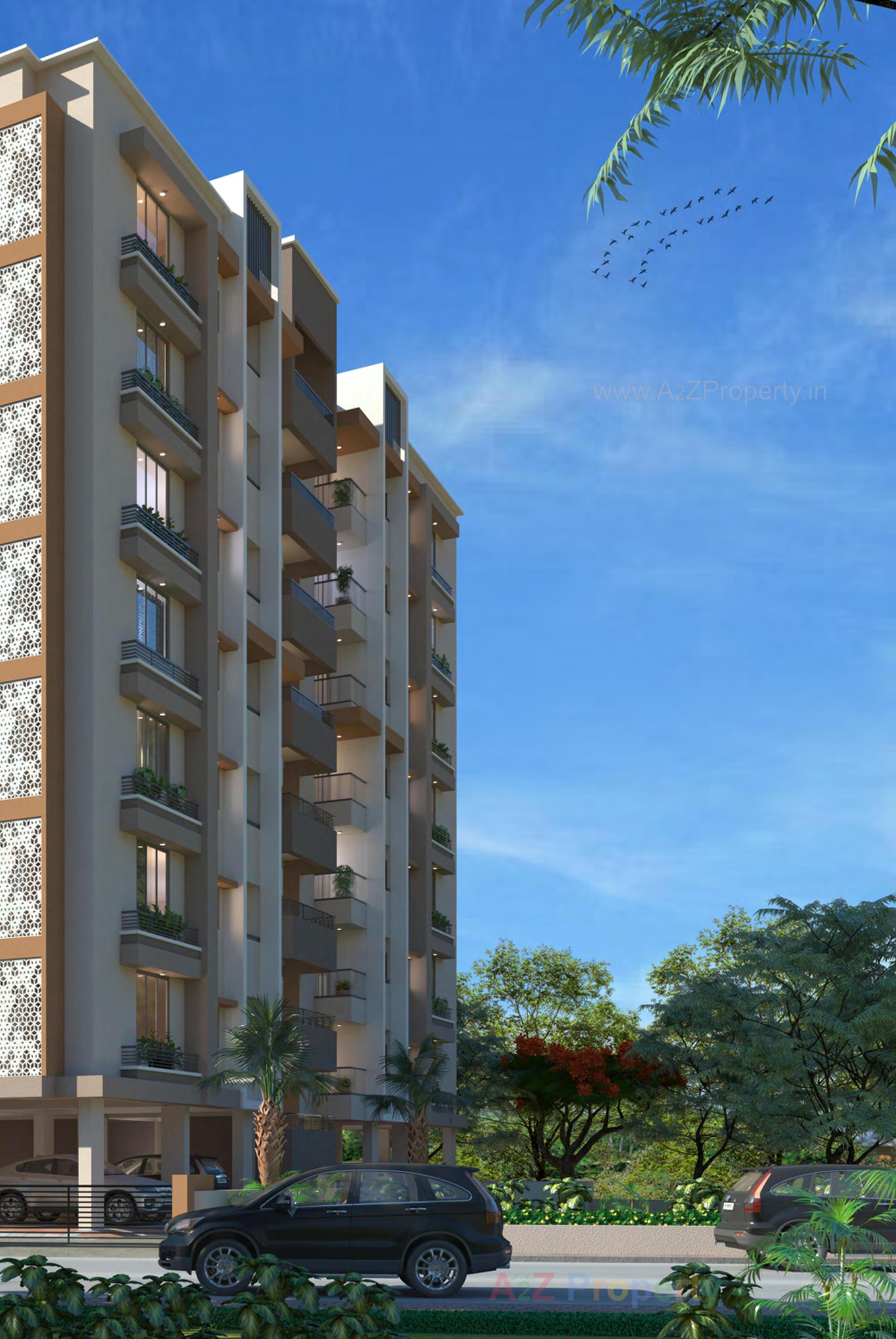3D Elevation of real estate project Saket Heaven located at Chiloda, Gandhinagar, Gujarat