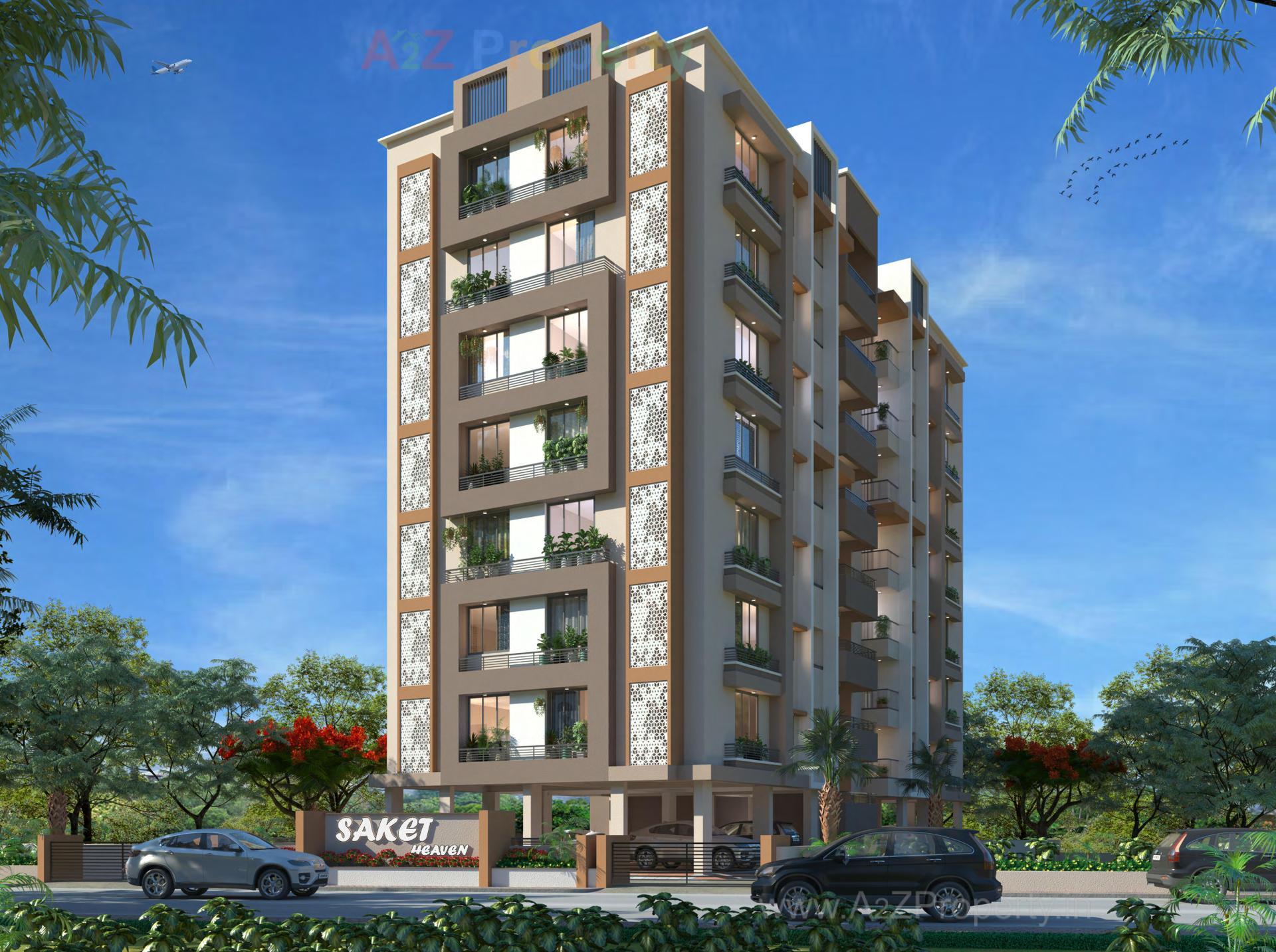 3D Elevation of real estate project Saket Heaven located at Chiloda, Gandhinagar, Gujarat