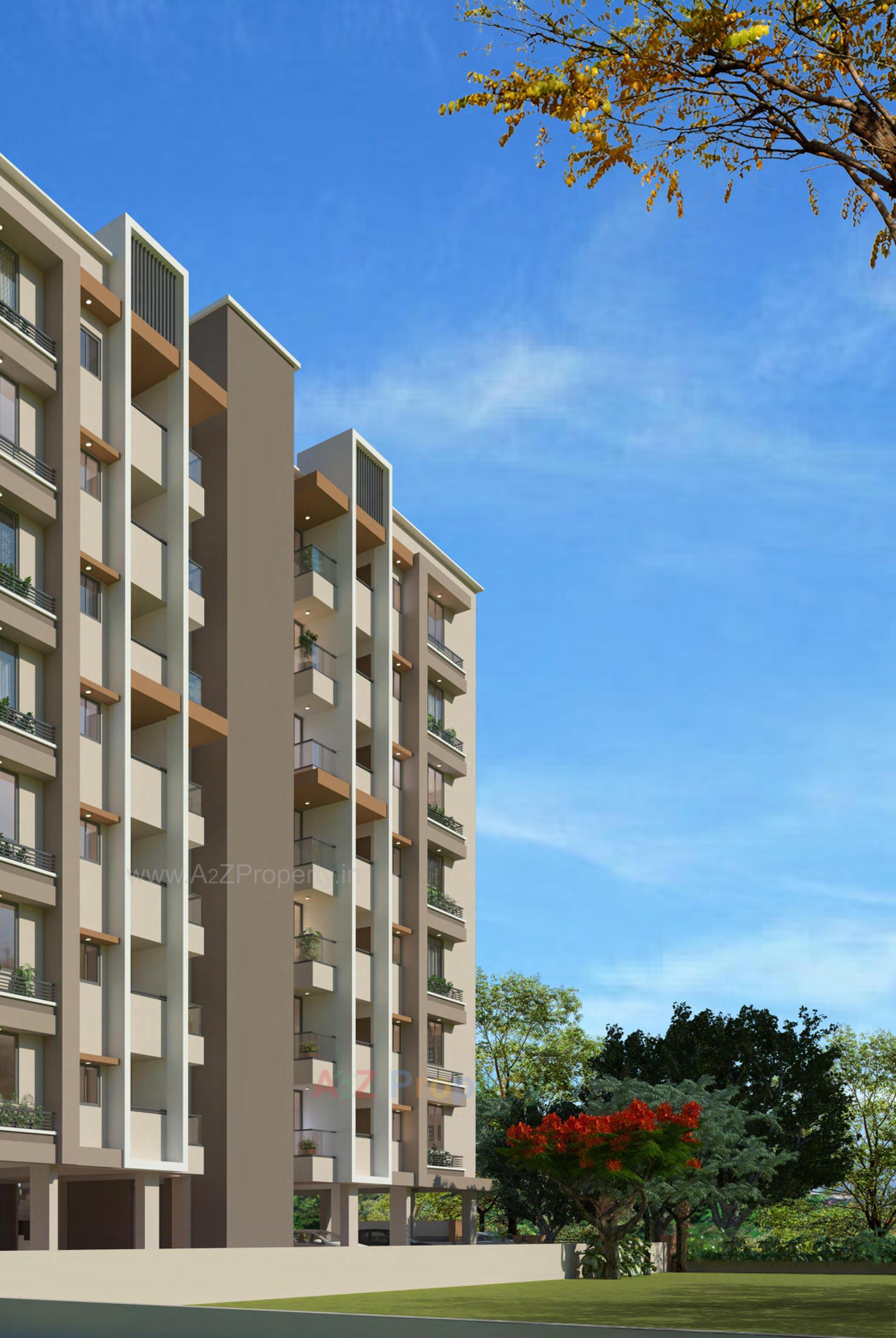 3D Elevation of real estate project Saket Heaven located at Chiloda, Gandhinagar, Gujarat