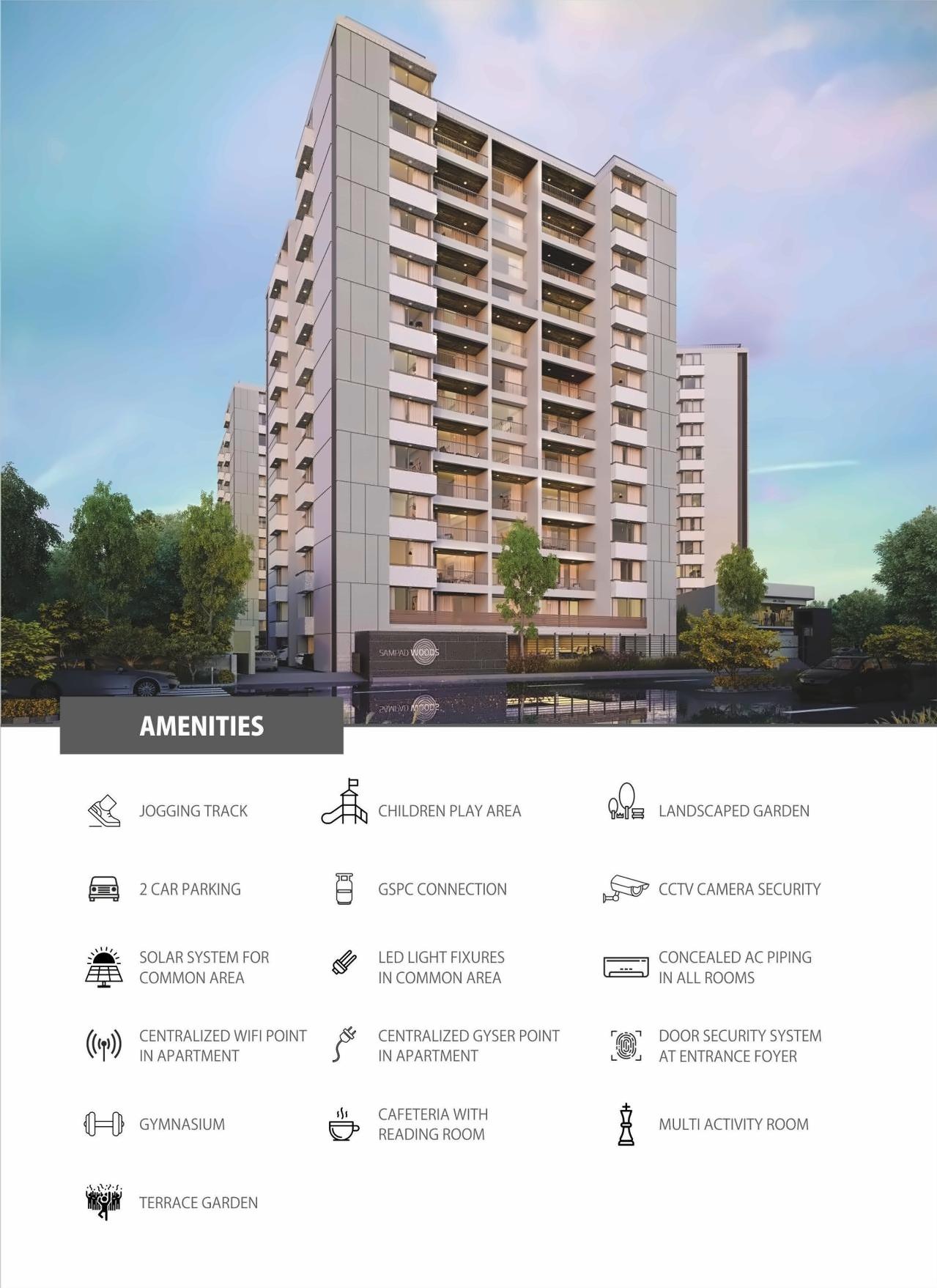 3D Elevation of real estate project Sampad Woods located at Koteshwar, Gandhinagar, Gujarat