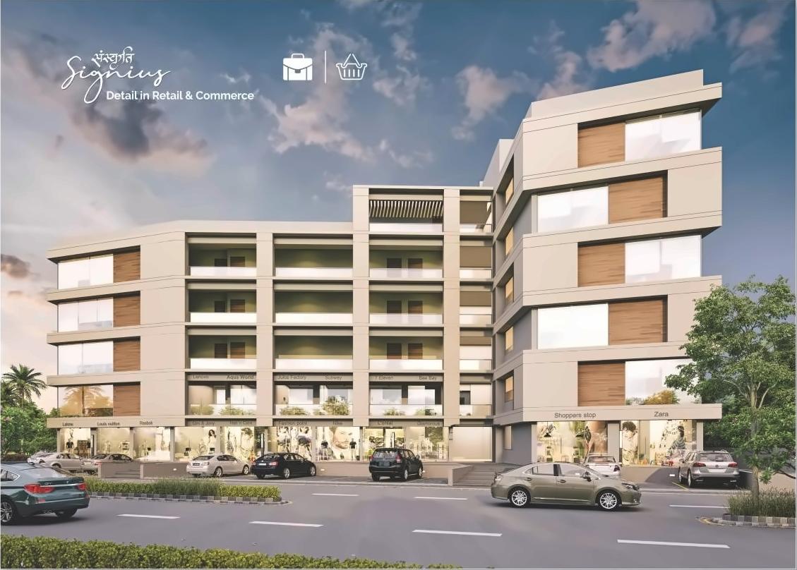 3D Elevation of real estate project Sanskruti Signius located at Sargasan, Gandhinagar, Gujarat