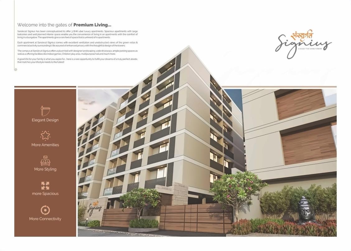 3D Elevation of real estate project Sanskruti Signius located at Sargasan, Gandhinagar, Gujarat