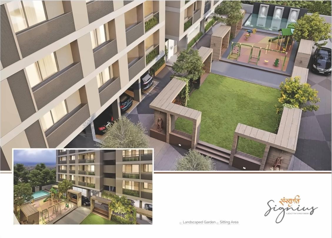 3D Elevation of real estate project Sanskruti Signius located at Sargasan, Gandhinagar, Gujarat