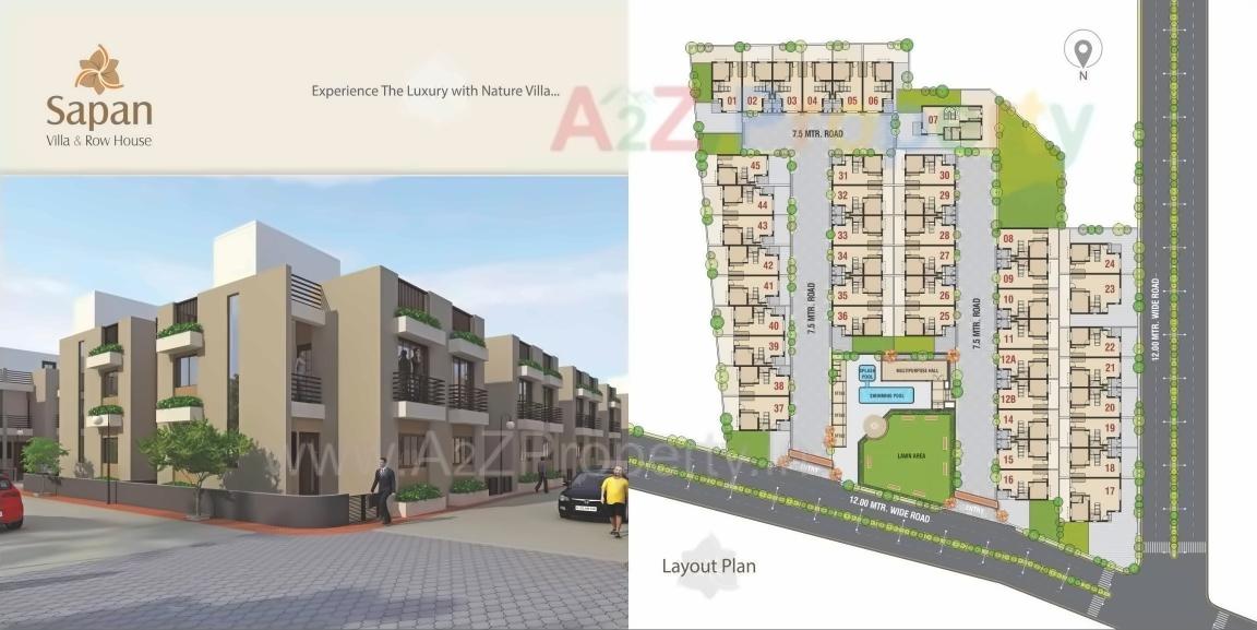 3D Elevation of real estate project Sapan Villa Raw Houses located at Piplaj, Gandhinagar, Gujarat