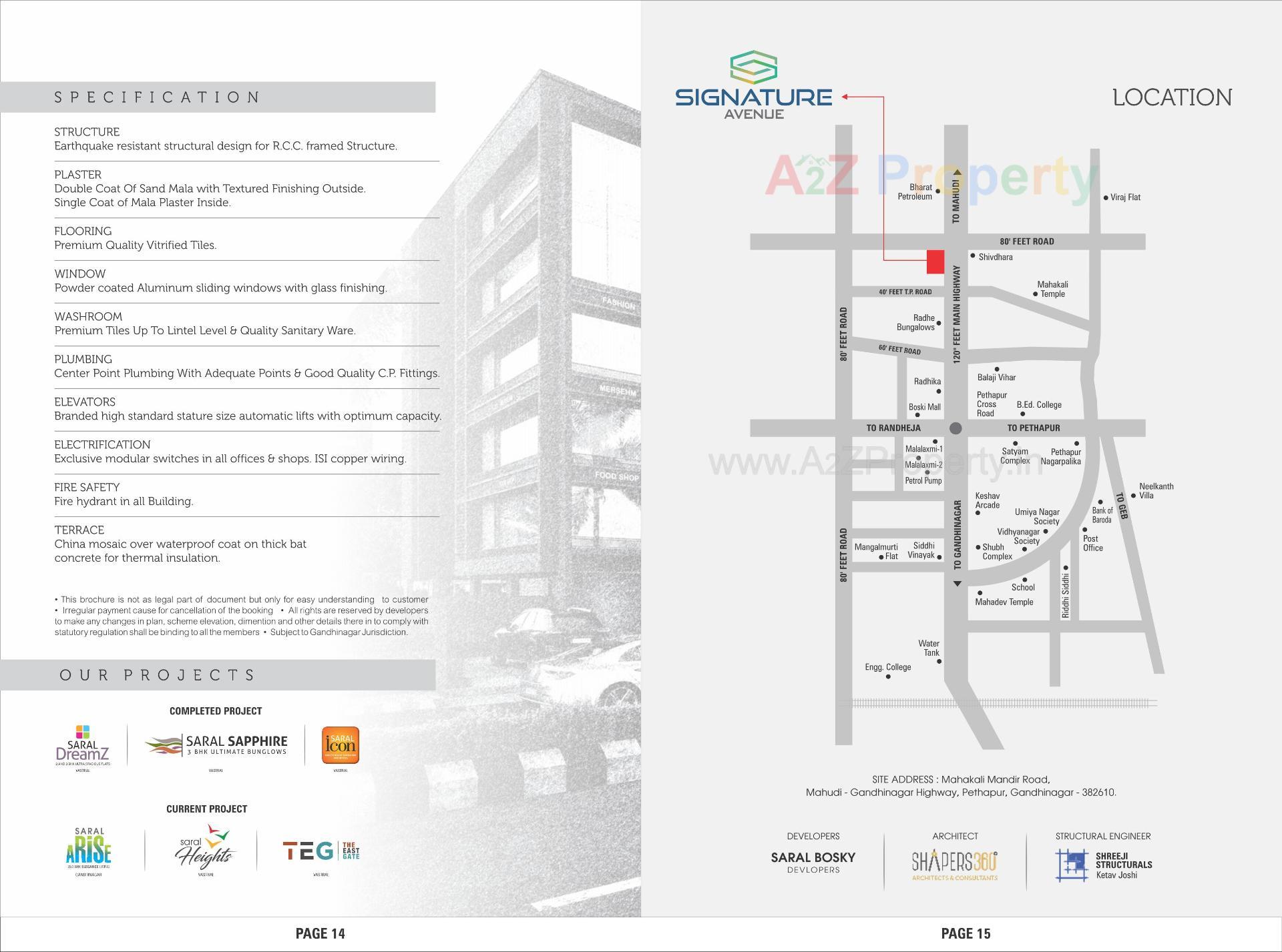  of real estate project Saral Arise Signature Avenue located at Pethapur, Gandhinagar, Gujarat