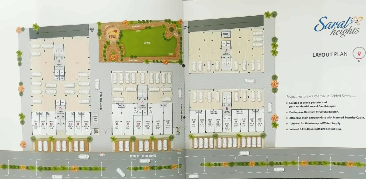 Layout of real estate project Saral Heights located at Kudasan, Gandhinagar, Gujarat