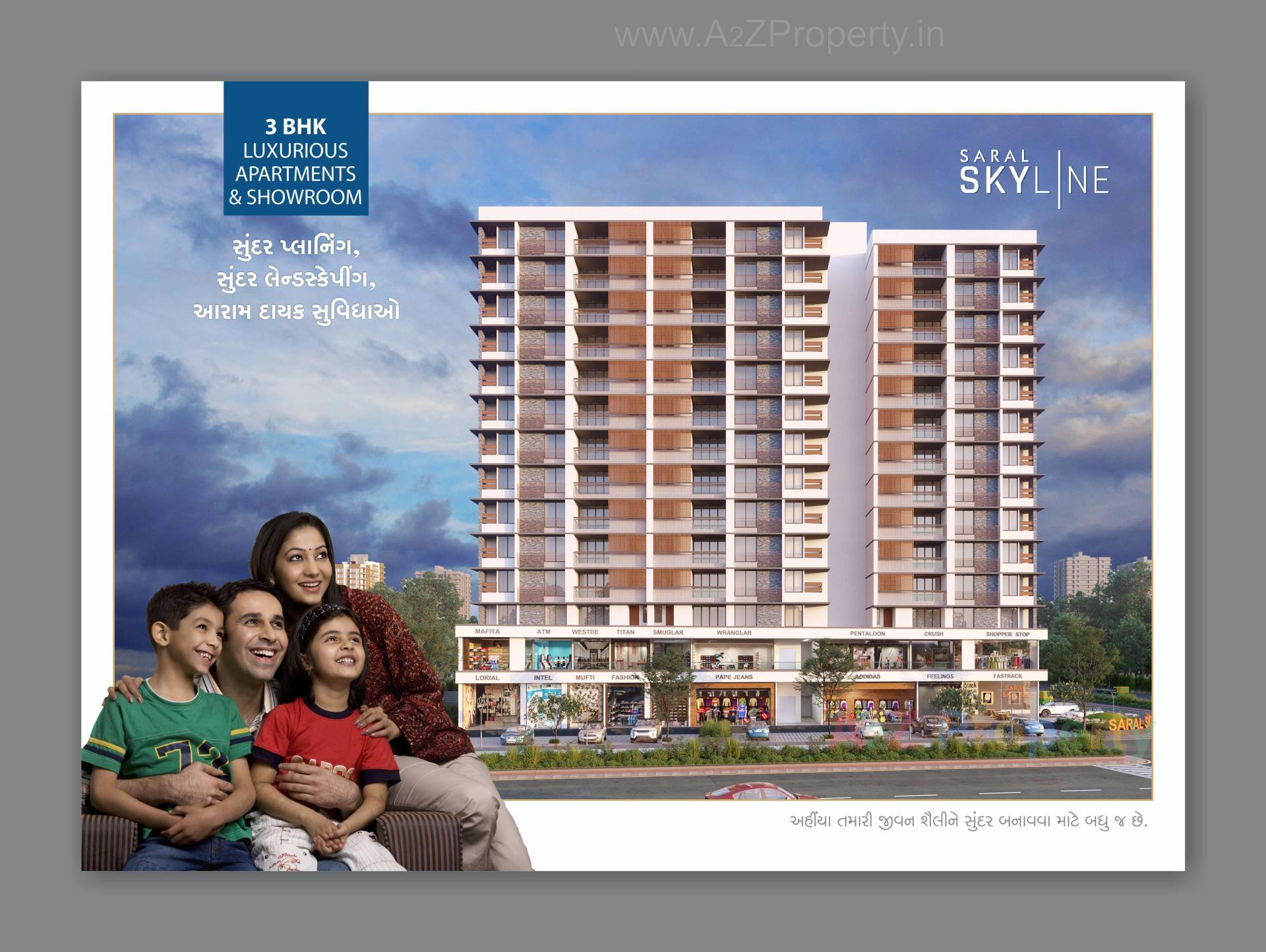 3D Elevation of real estate project Saral Skyline located at Kudasan, Gandhinagar, Gujarat