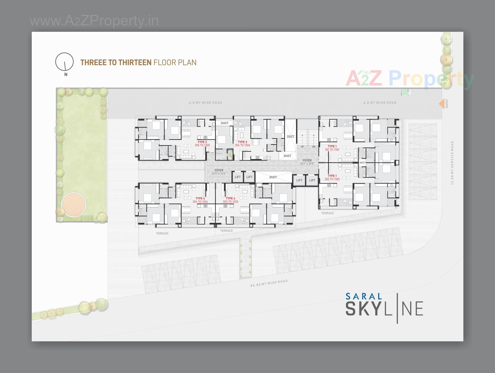 Layout of real estate project Saral Skyline located at Kudasan, Gandhinagar, Gujarat