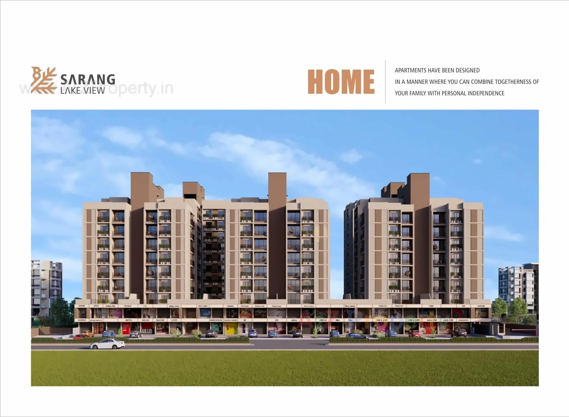 3D Elevation of real estate project Sarang Lakeview located at Khoraj, Gandhinagar, Gujarat
