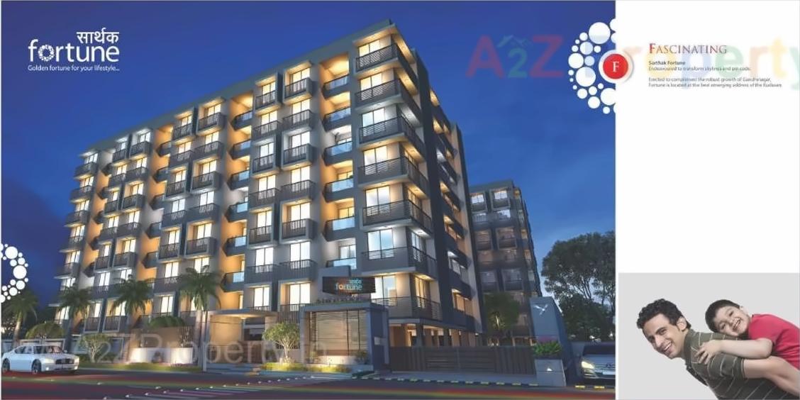 3D Elevation of real estate project Sarthak Fortune located at Kudasan, Gandhinagar, Gujarat