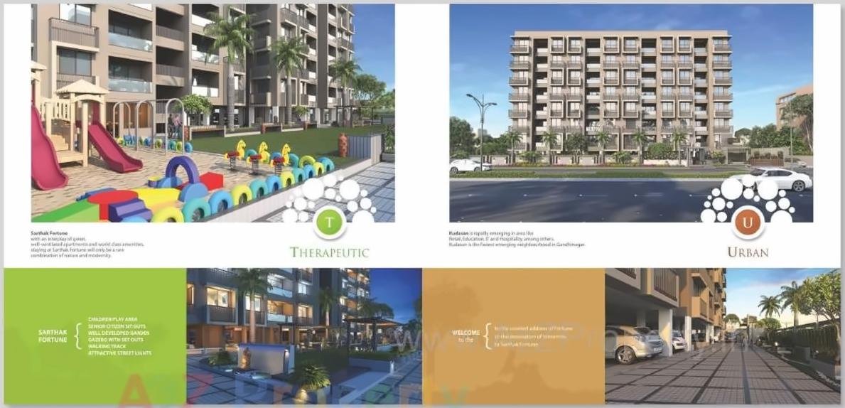 3D Elevation of real estate project Sarthak Fortune located at Kudasan, Gandhinagar, Gujarat