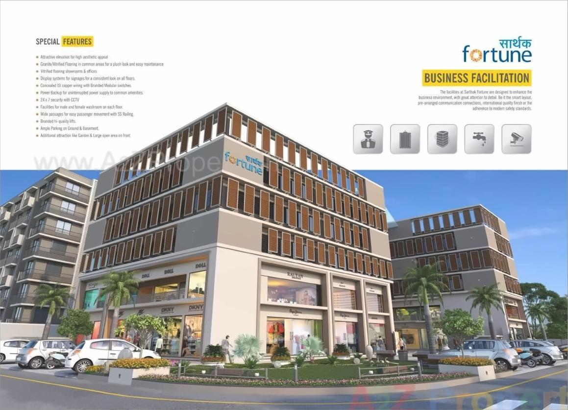 3D Elevation of real estate project Sarthak Fortune located at Kudasan, Gandhinagar, Gujarat