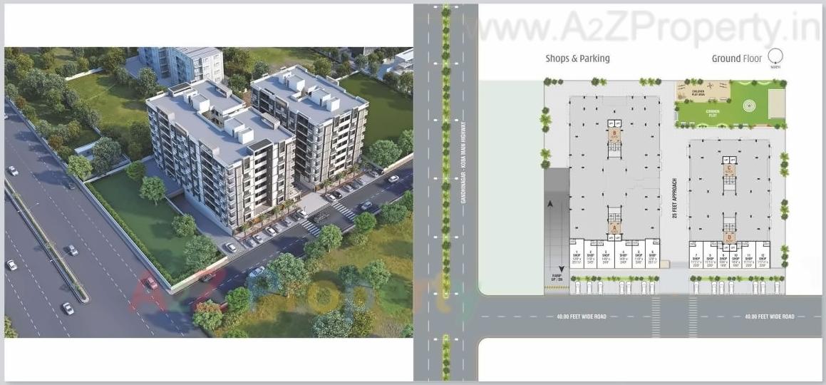 Layout of real estate project Sarthak Shreeji located at Kudasan, Gandhinagar, Gujarat